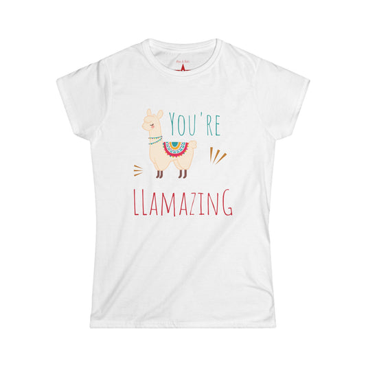 You're Llamazing Women's Tee, Cute Animal Graphic Shirt, Funny Gift for Her, Casual Clothing, Birthday Present, Llama Lover Tee