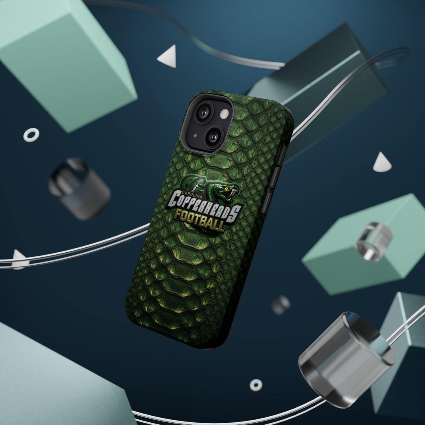 Copperheads Football Magnetic Impact-Resistant Phone Case — Green Snake Scale Design