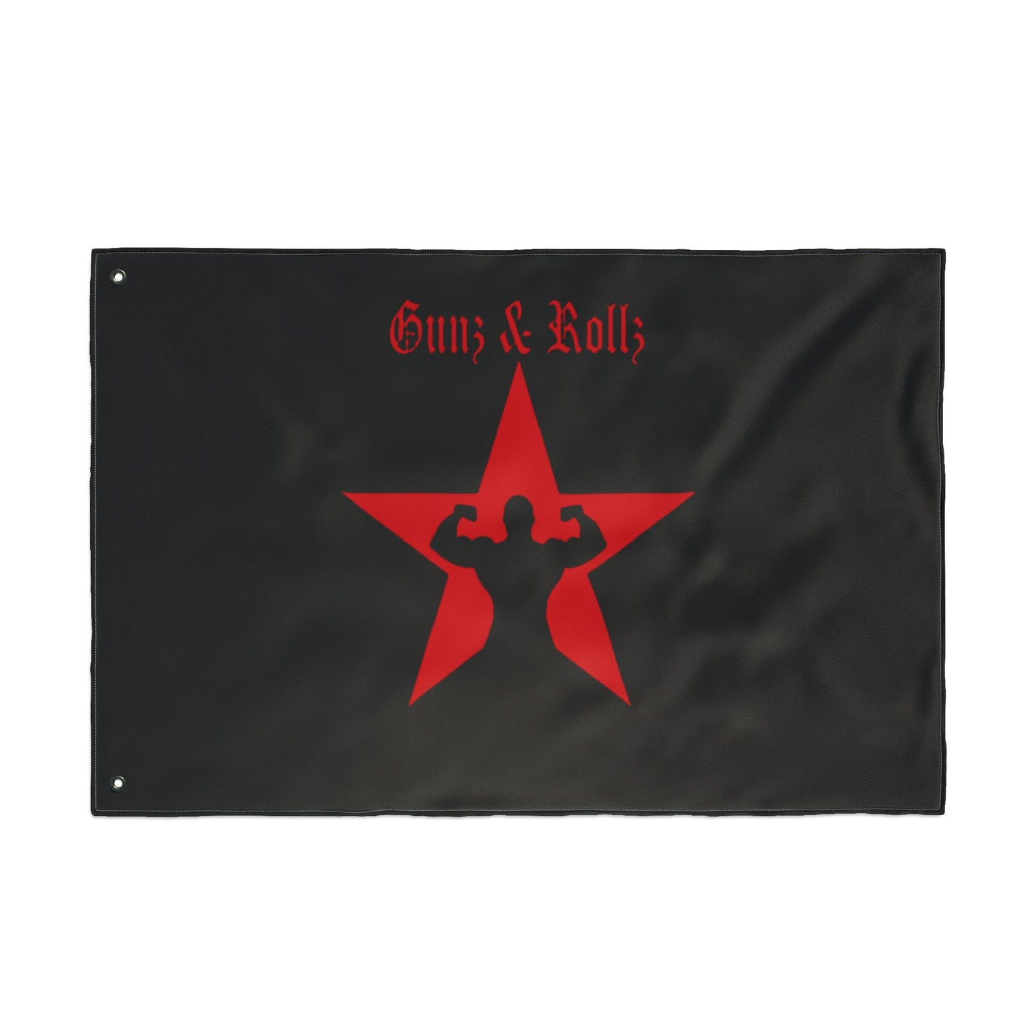 Gunz & Rollz Double Sided Flag - Bold Red Star Design for Fitness Enthusiasts