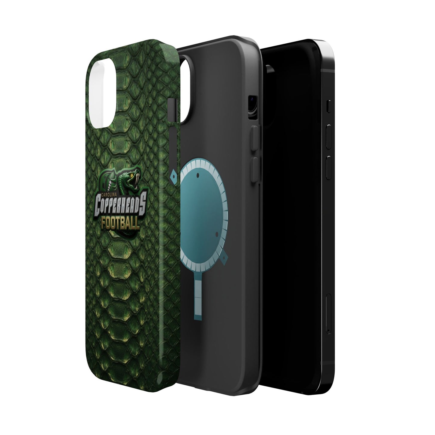 Copperheads Football Magnetic Impact-Resistant Phone Case — Green Snake Scale Design