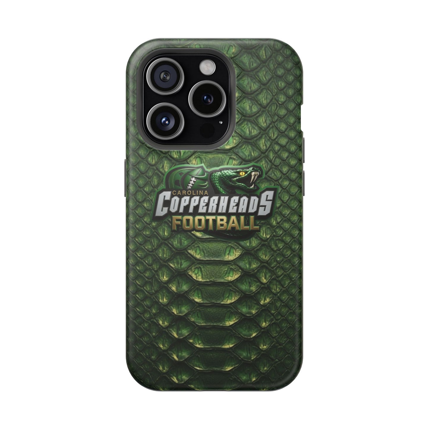 Copperheads Football Magnetic Impact-Resistant Phone Case — Green Snake Scale Design