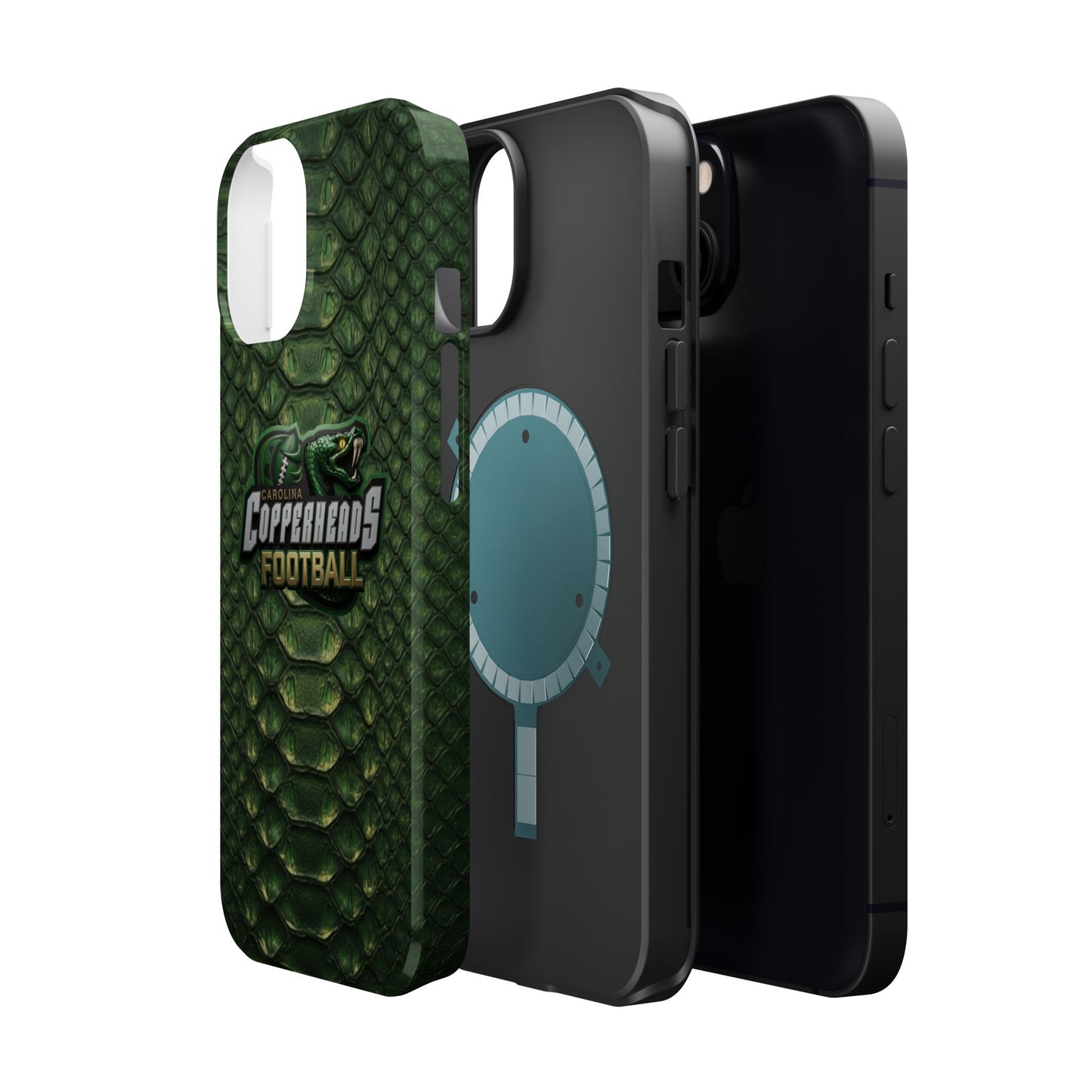 Copperheads Football Magnetic Impact-Resistant Phone Case — Green Snake Scale Design