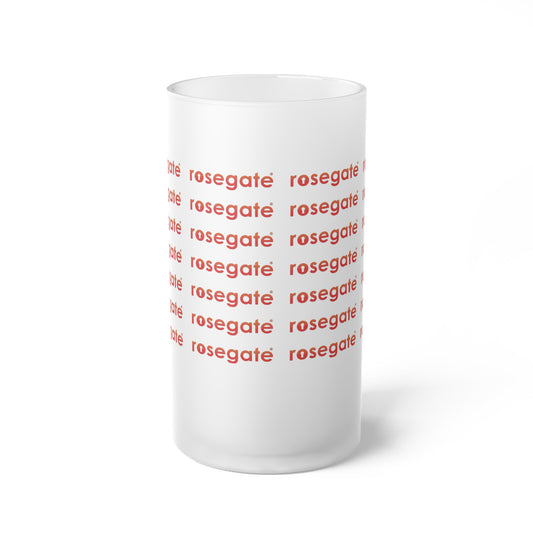 Frosted Glass Beer Mug — Rosegate Repeat Logo Cold-Drink Stein