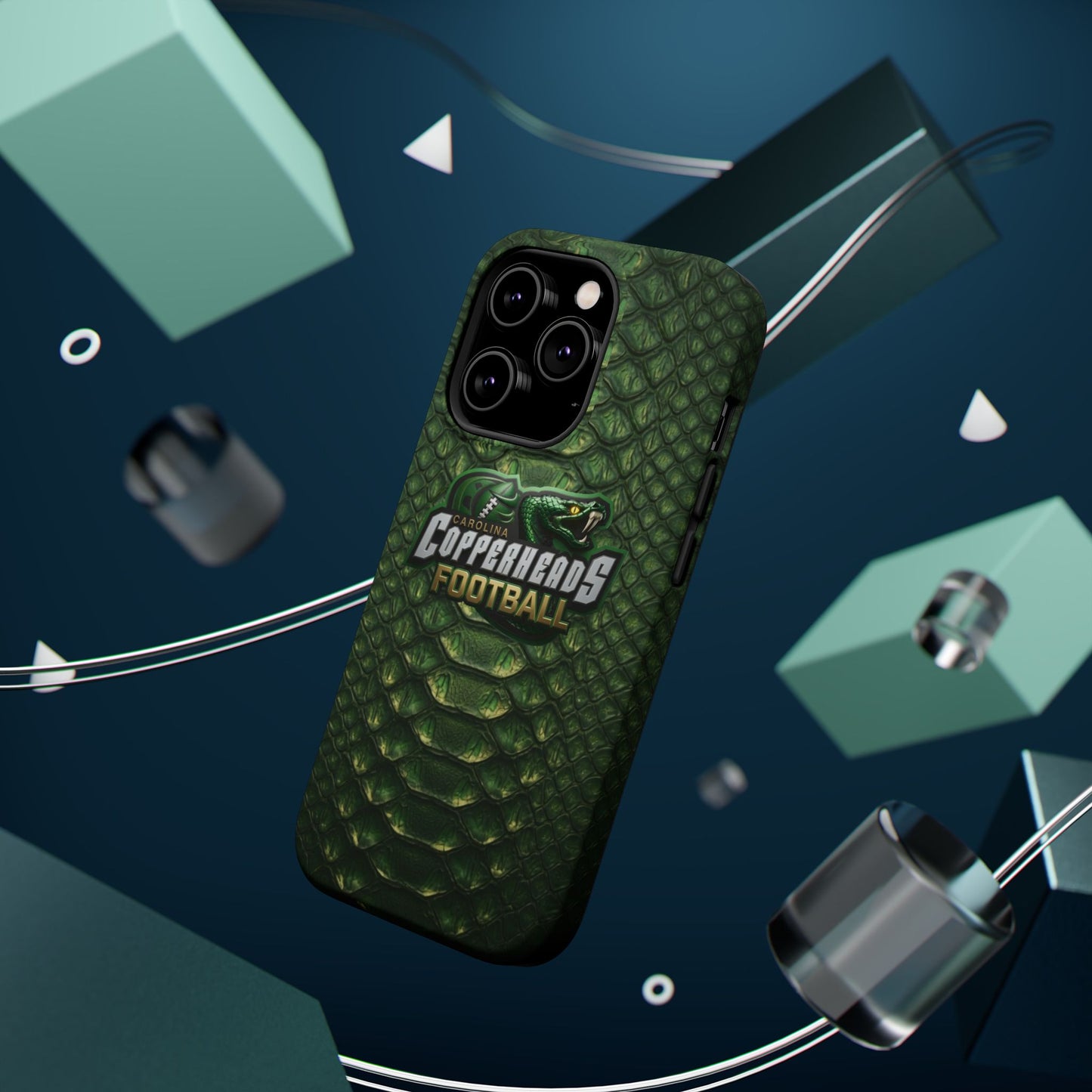 Copperheads Football Magnetic Impact-Resistant Phone Case — Green Snake Scale Design