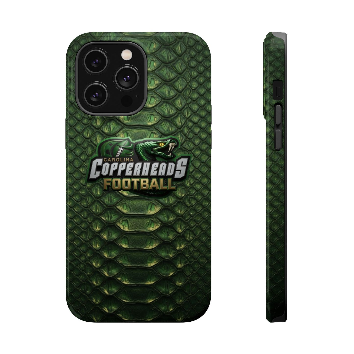 Copperheads Football Magnetic Impact-Resistant Phone Case — Green Snake Scale Design
