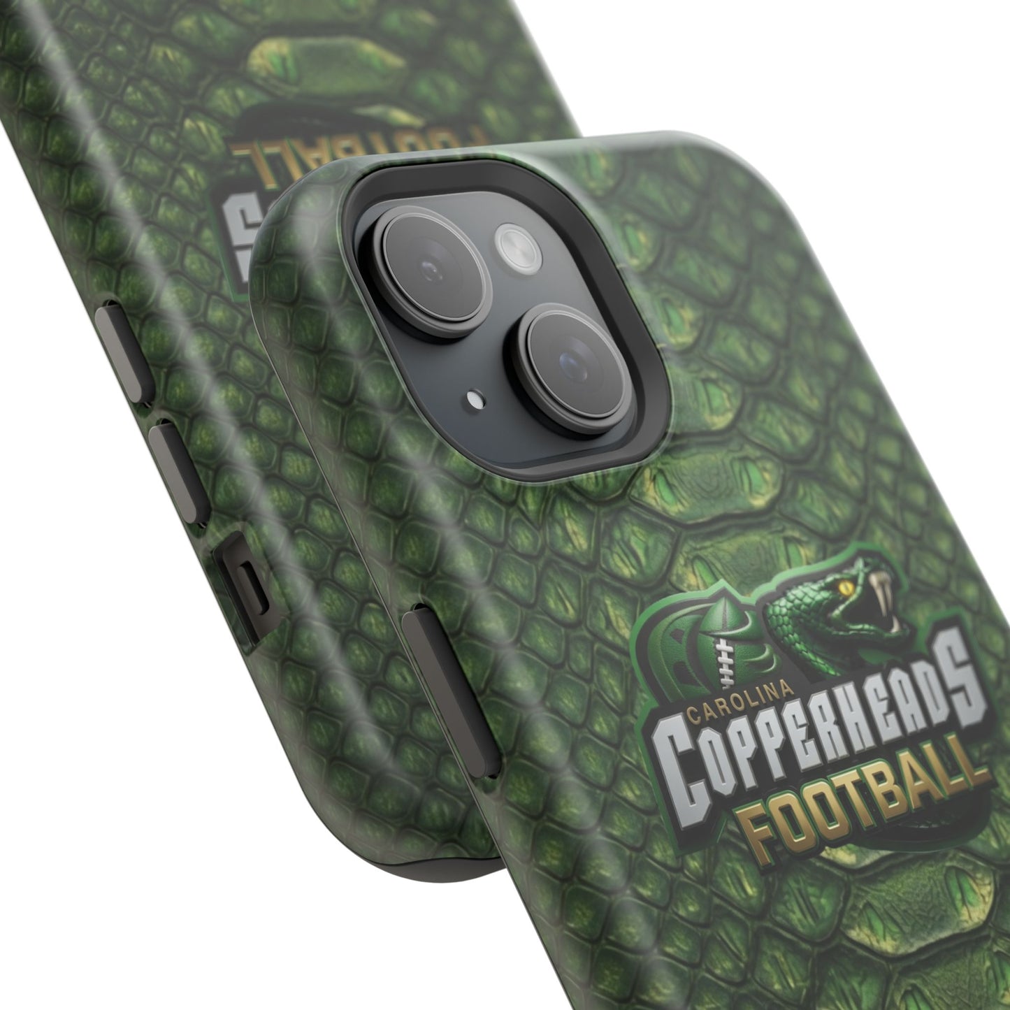 Copperheads Football Magnetic Impact-Resistant Phone Case — Green Snake Scale Design
