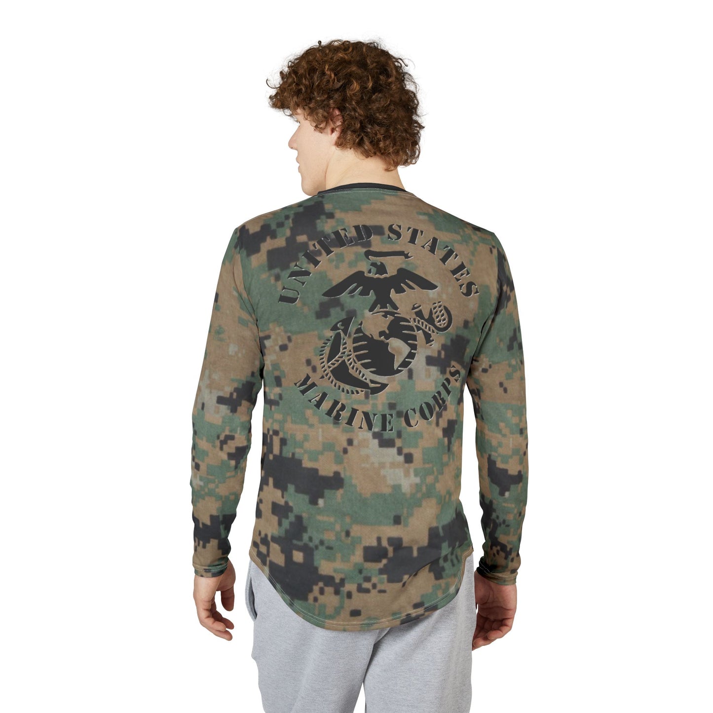 Men’s Marine Corps UV Protection Shirt – MARPAT Camo Long Sleeve | Military Outdoor, Fishing & Sun Safety Top