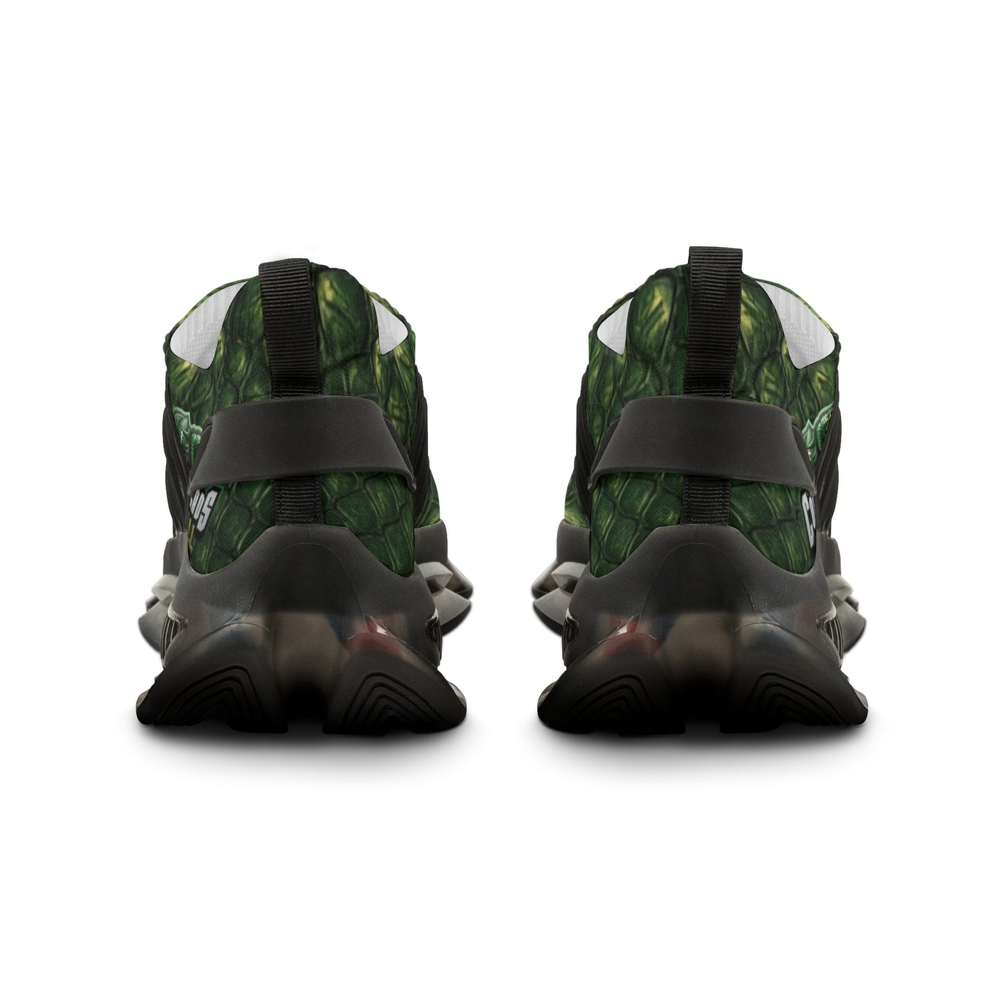 Green Scales Mesh Sneakers — Men's Camouflage Reptile-Pattern Athletic Shoes