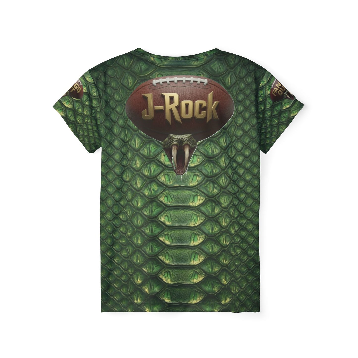 J-Rock Custom Copperheads Football Women's Jersey — Green Snake Scale 'Fangs Out' Team Tee