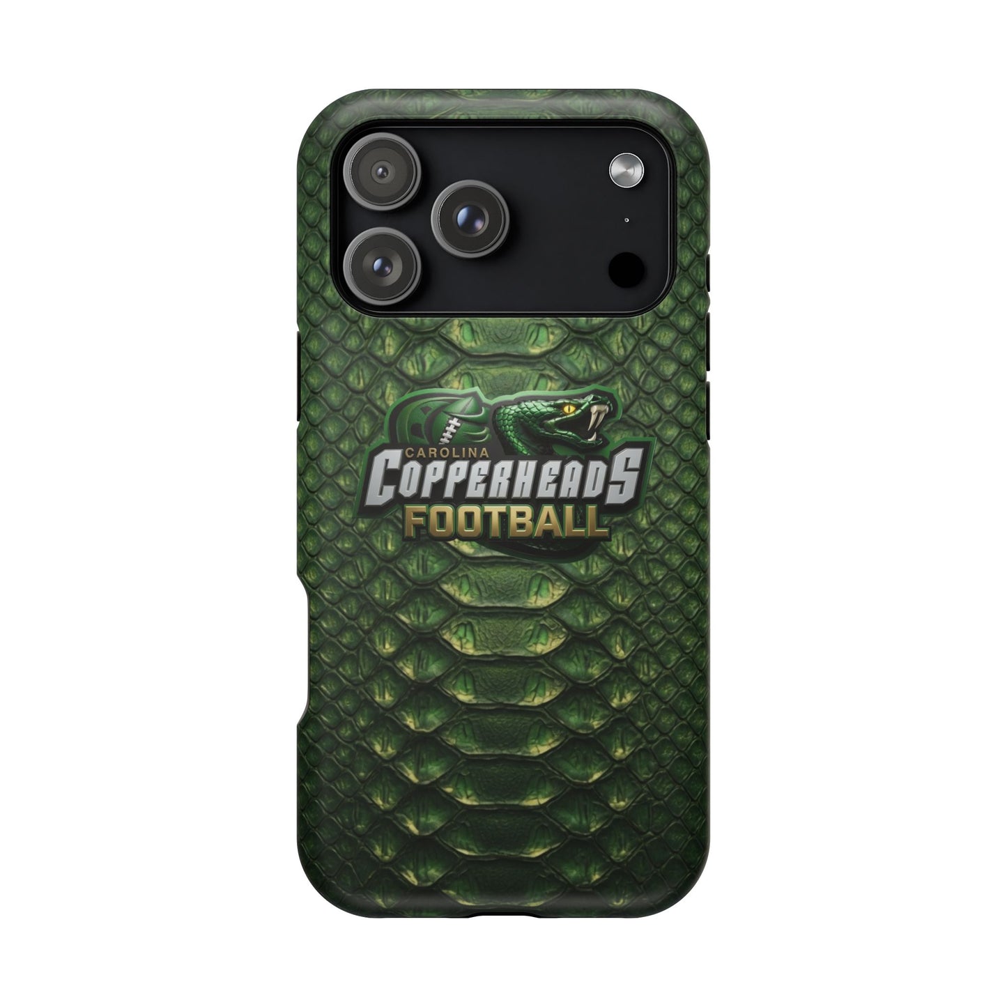 Copperheads Football Magnetic Impact-Resistant Phone Case — Green Snake Scale Design