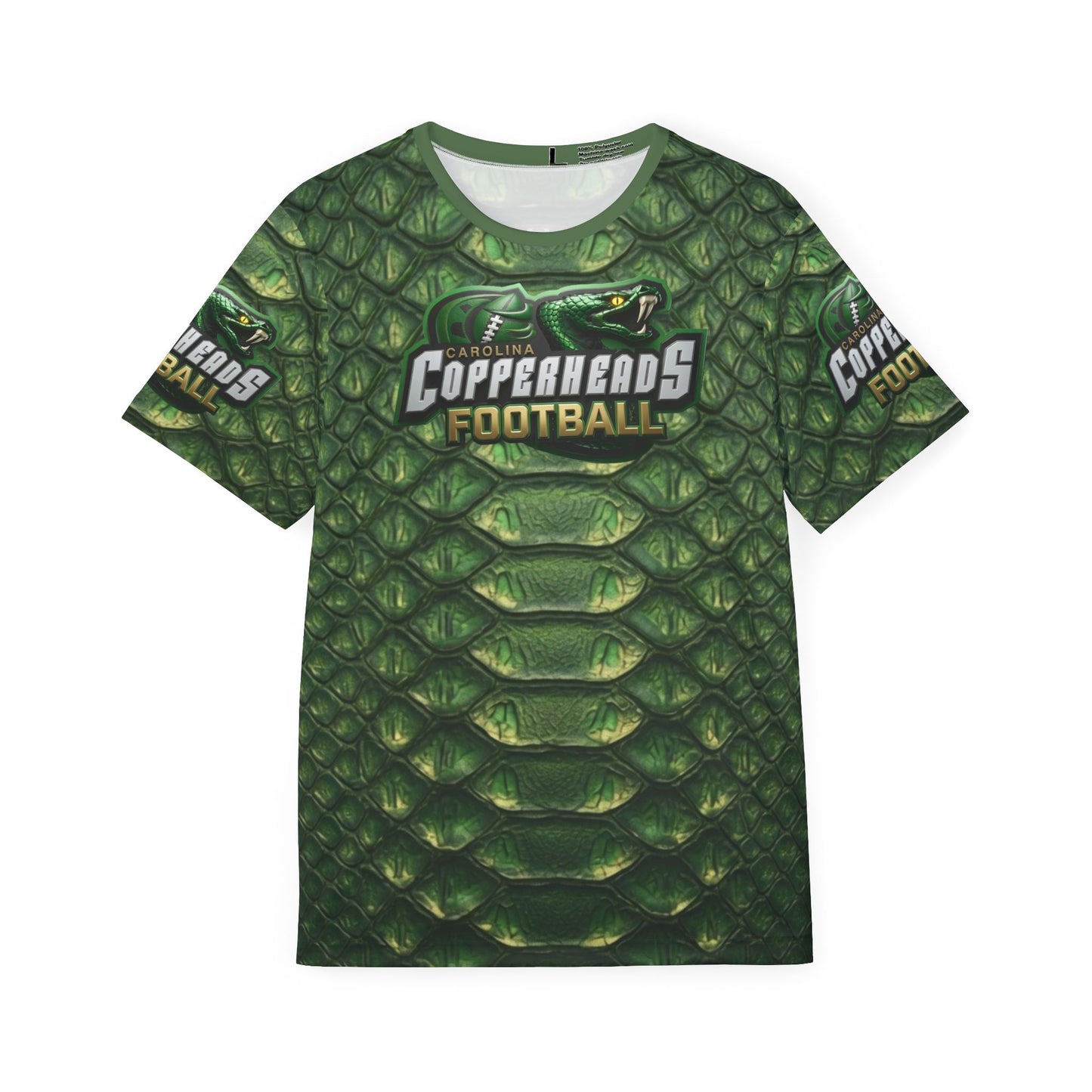 Copperheads Football Jersey – Green Snake-Scale “Fangs Out” Athletic Tee