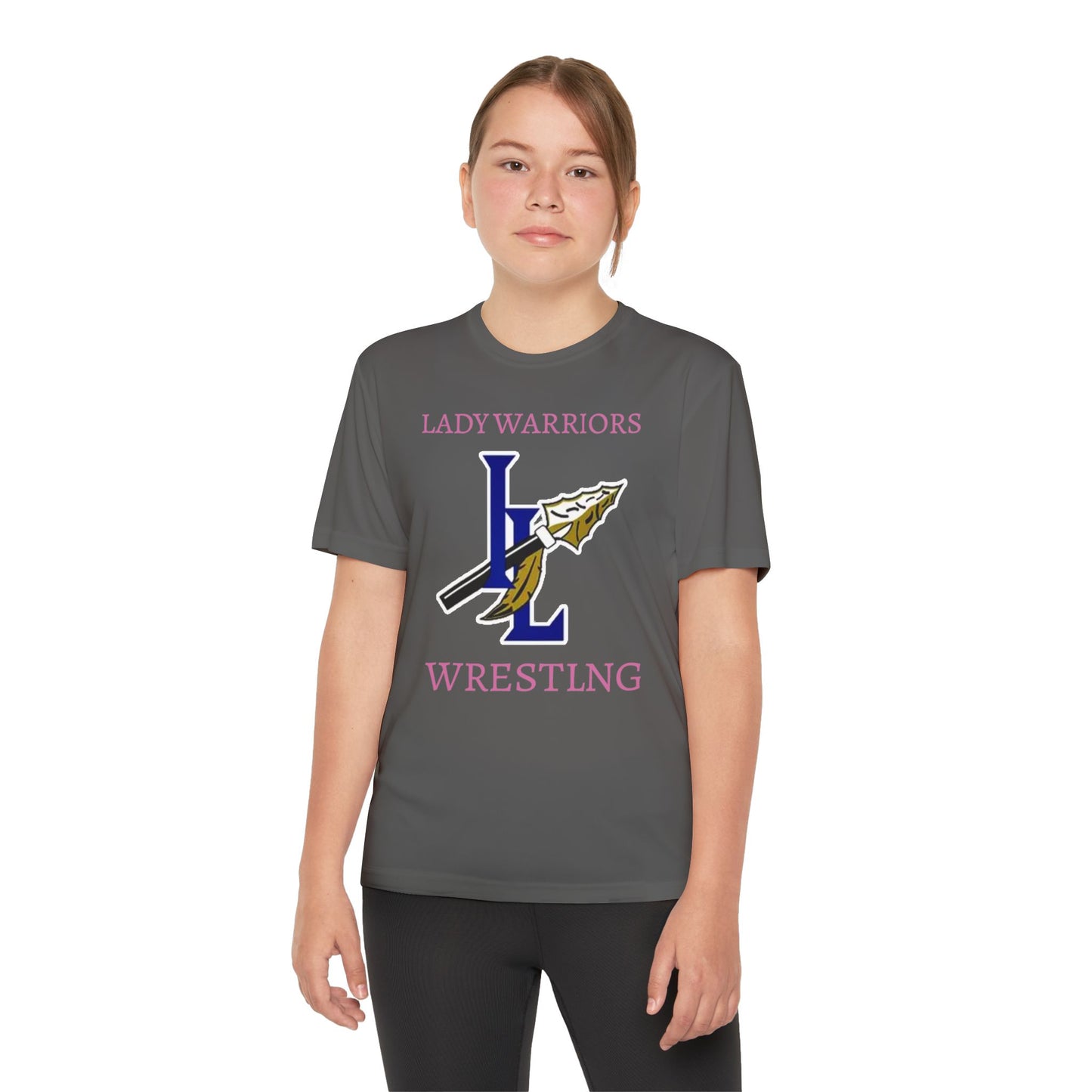 Lady Warriors Wrestling Youth Tee - Team Logo Youth Competitor Shirt