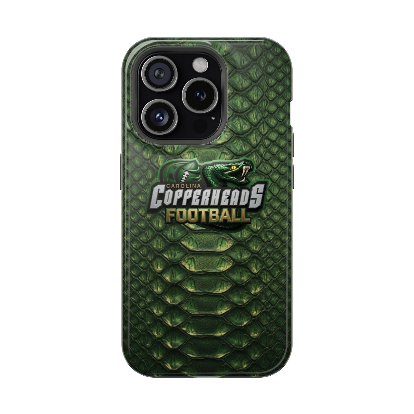 Copperheads Football Magnetic Impact-Resistant Phone Case — Green Snake Scale Design