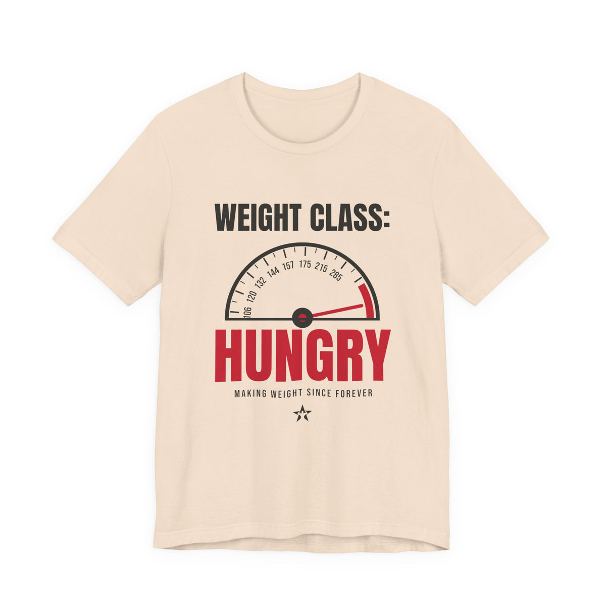 Weight Class: Hungry Wrestling t-shirt in Soft Cream, front print