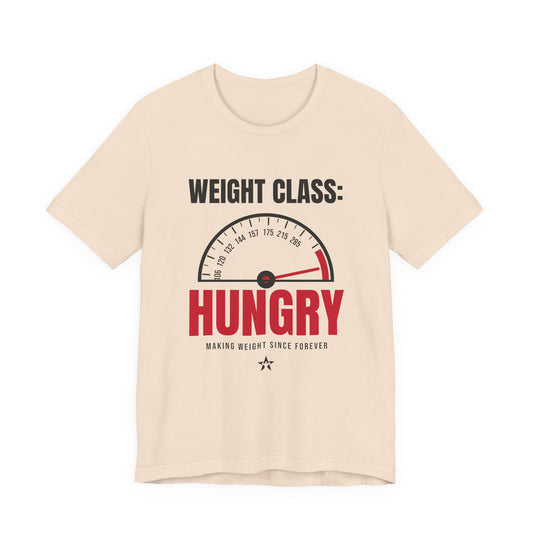 Weight Class: Hungry Wrestling t-shirt in Soft Cream, front print
