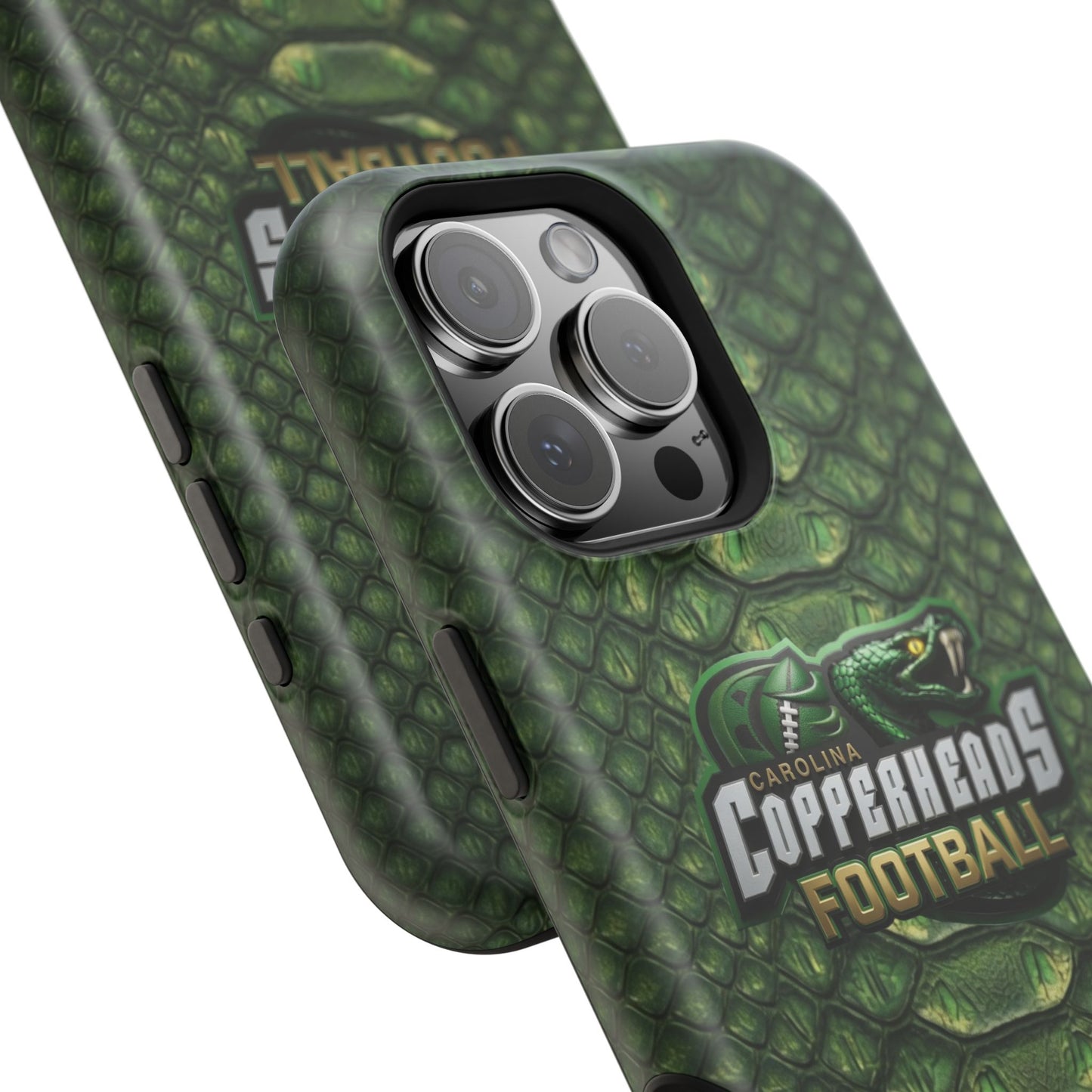 Copperheads Football Magnetic Impact-Resistant Phone Case — Green Snake Scale Design