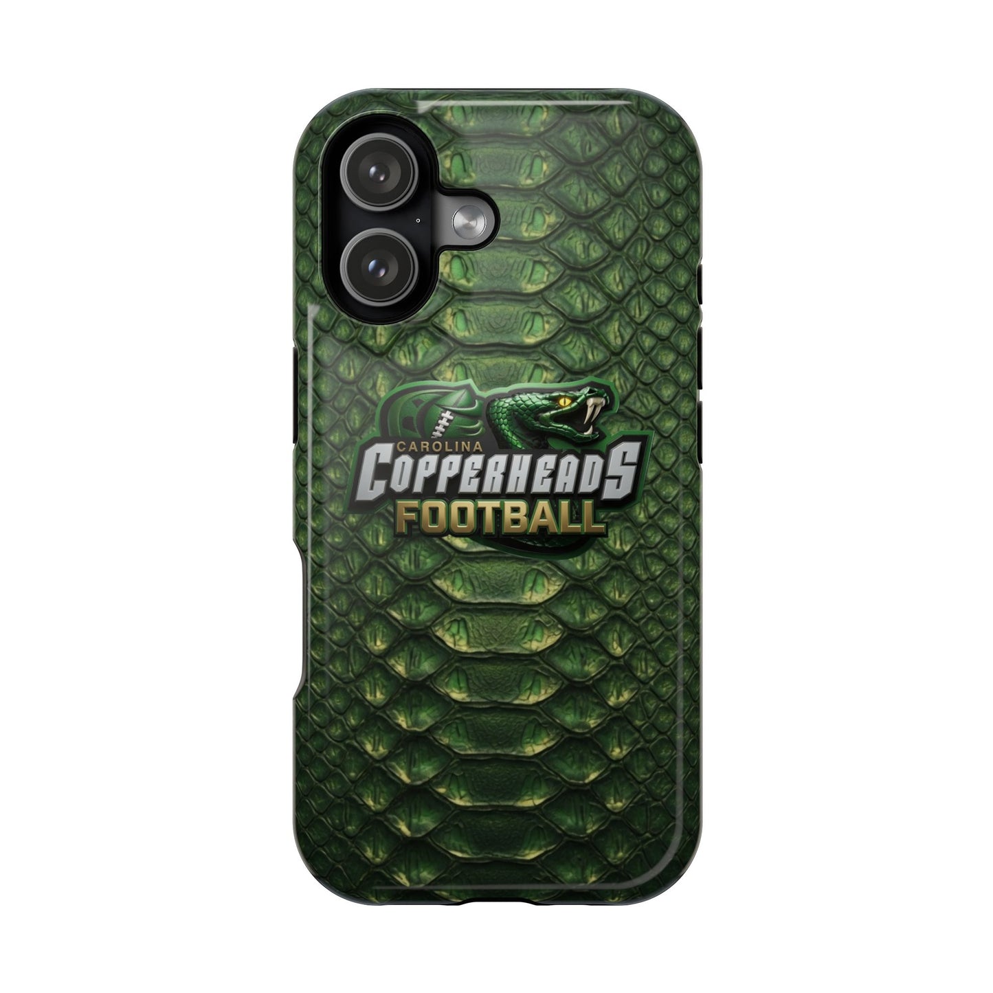 Copperheads Football Magnetic Impact-Resistant Phone Case — Green Snake Scale Design