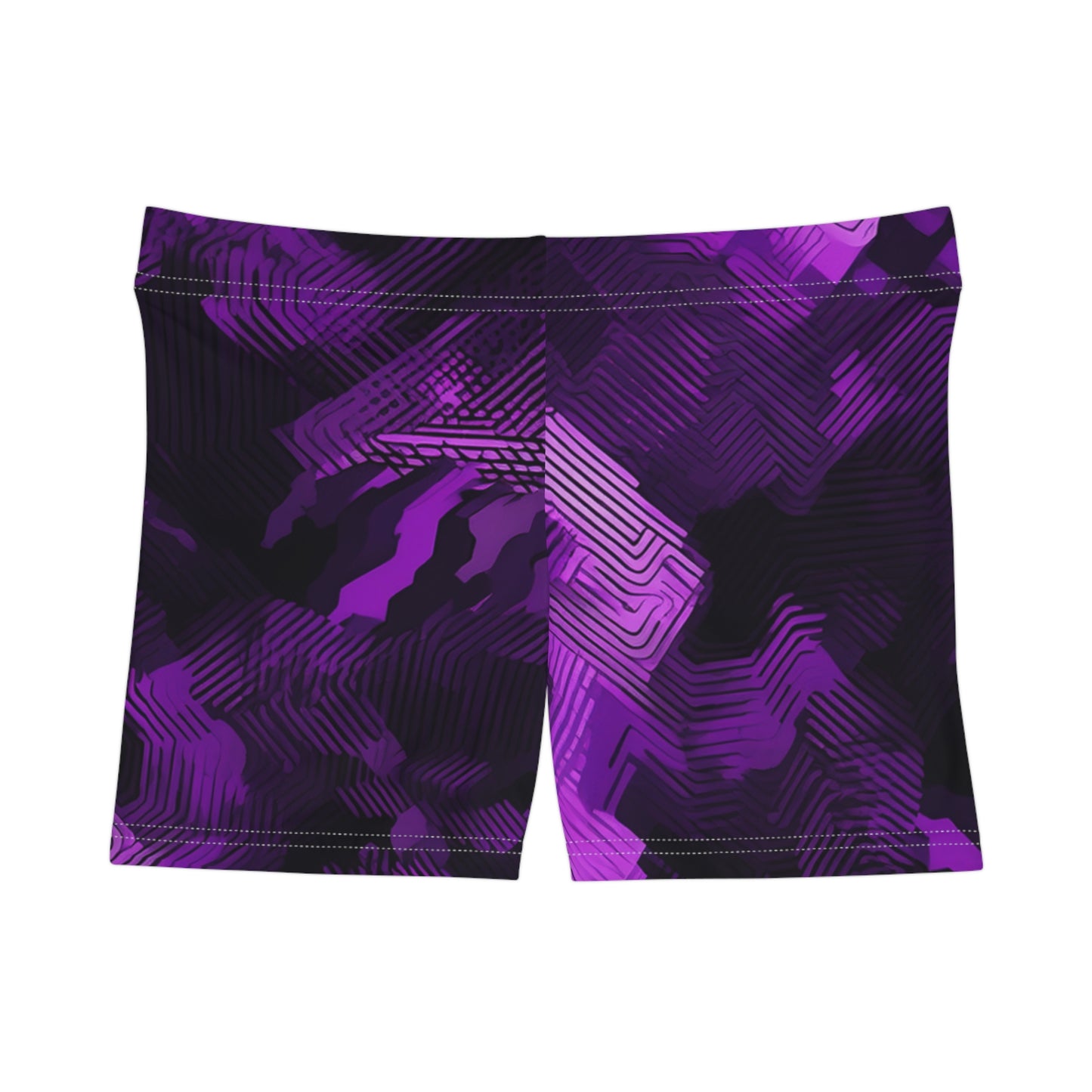 Women’s Purple Abstract Patterned Shorts – Soft Lightweight Activewear for Fitness, Beach, & Summer Style
