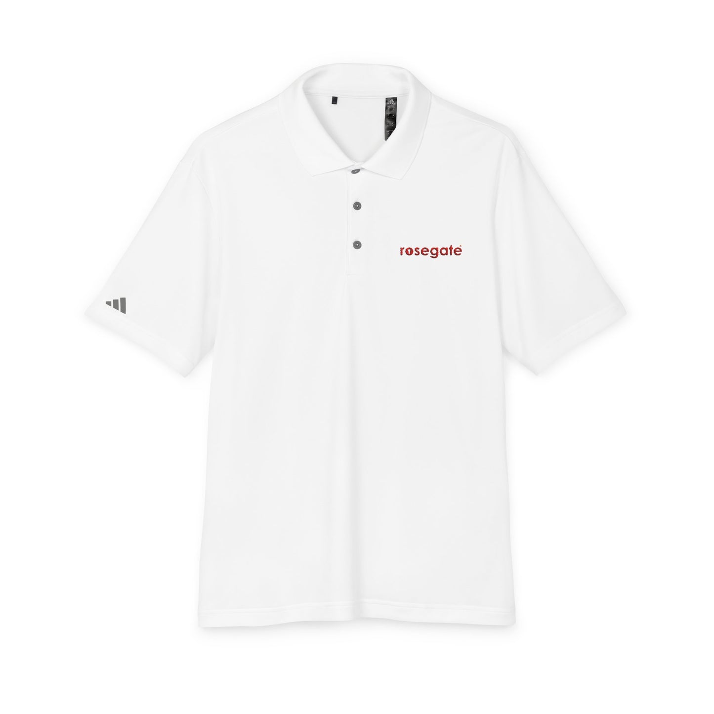 Rosegate Minimalist White Performance Polo — Embroidered Logo Golf & Work Shirt