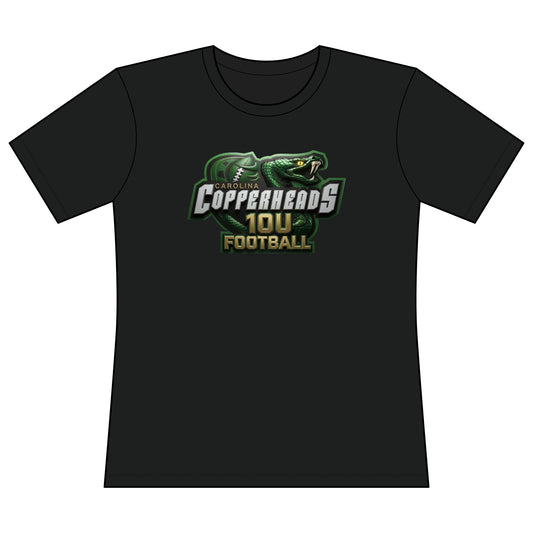 10u Copperheads Women's Football Tee — “Fangs Out” Performance Short Sleeve Shirt