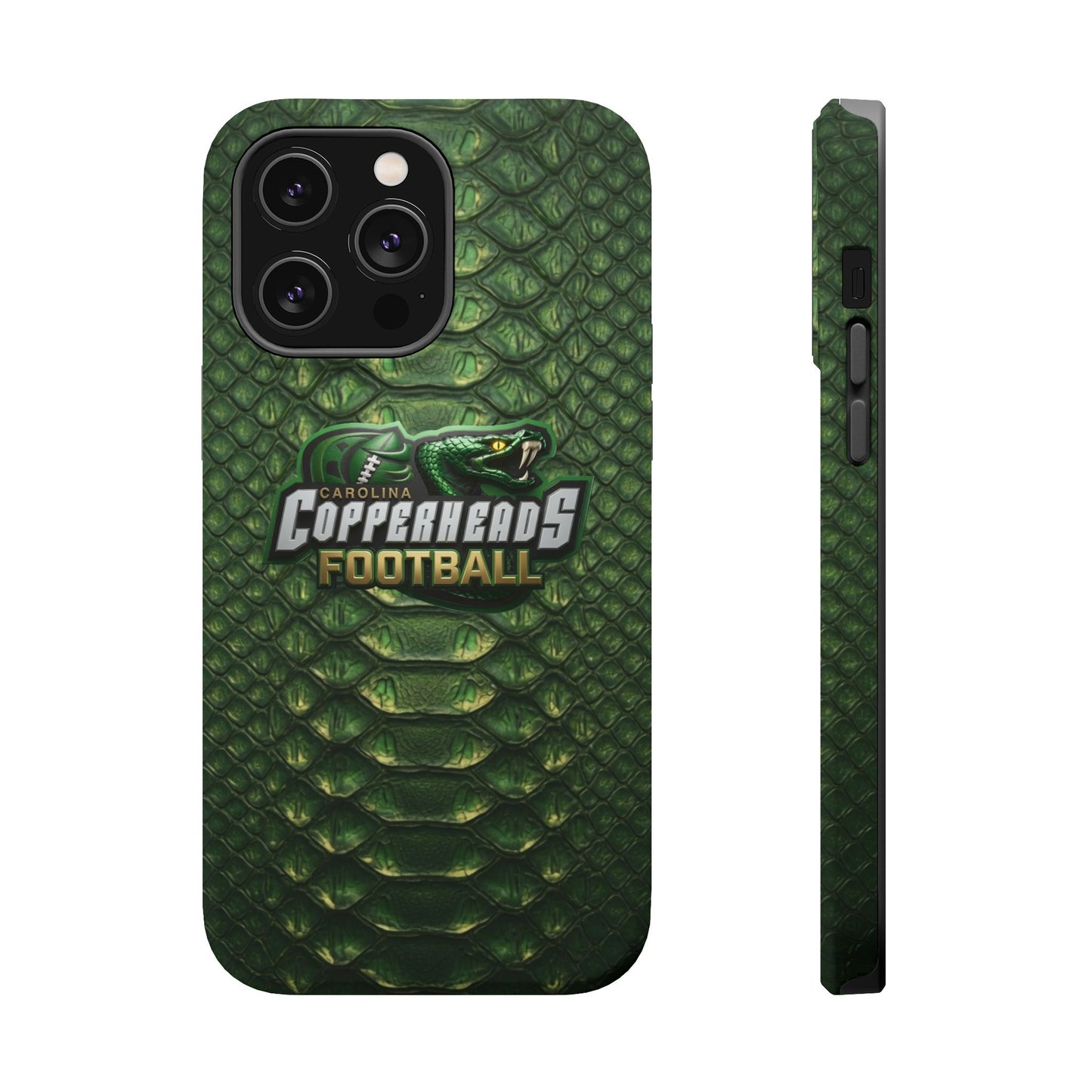 Copperheads Football Magnetic Impact-Resistant Phone Case — Green Snake Scale Design