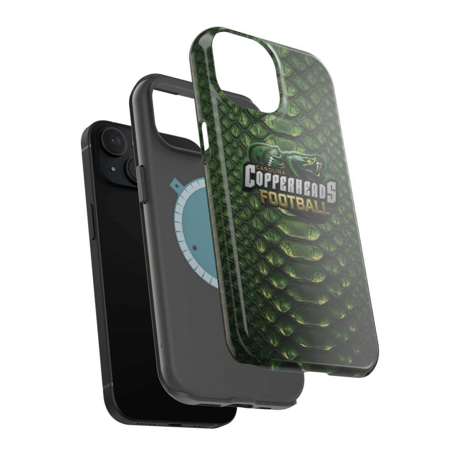 Copperheads Football Magnetic Impact-Resistant Phone Case — Green Snake Scale Design