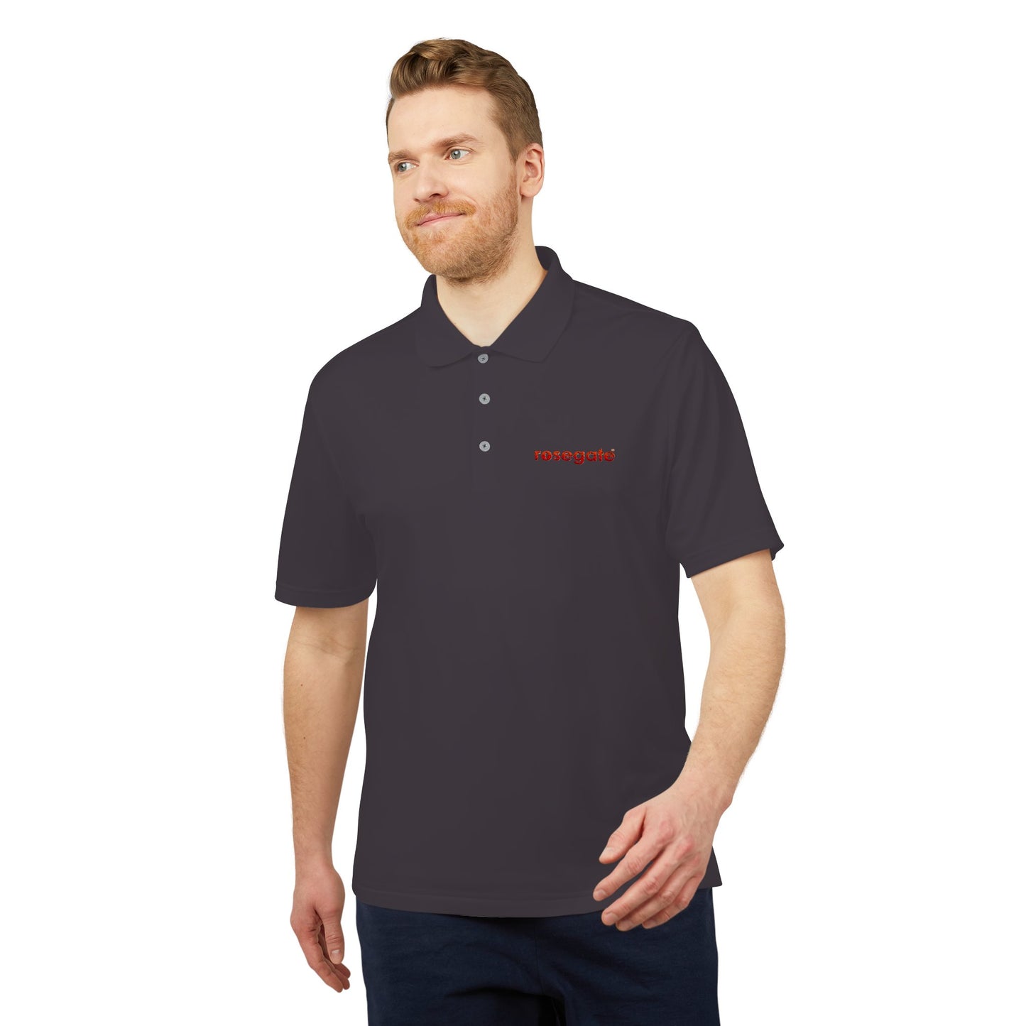 Rosegate Minimalist White Performance Polo — Embroidered Logo Golf & Work Shirt