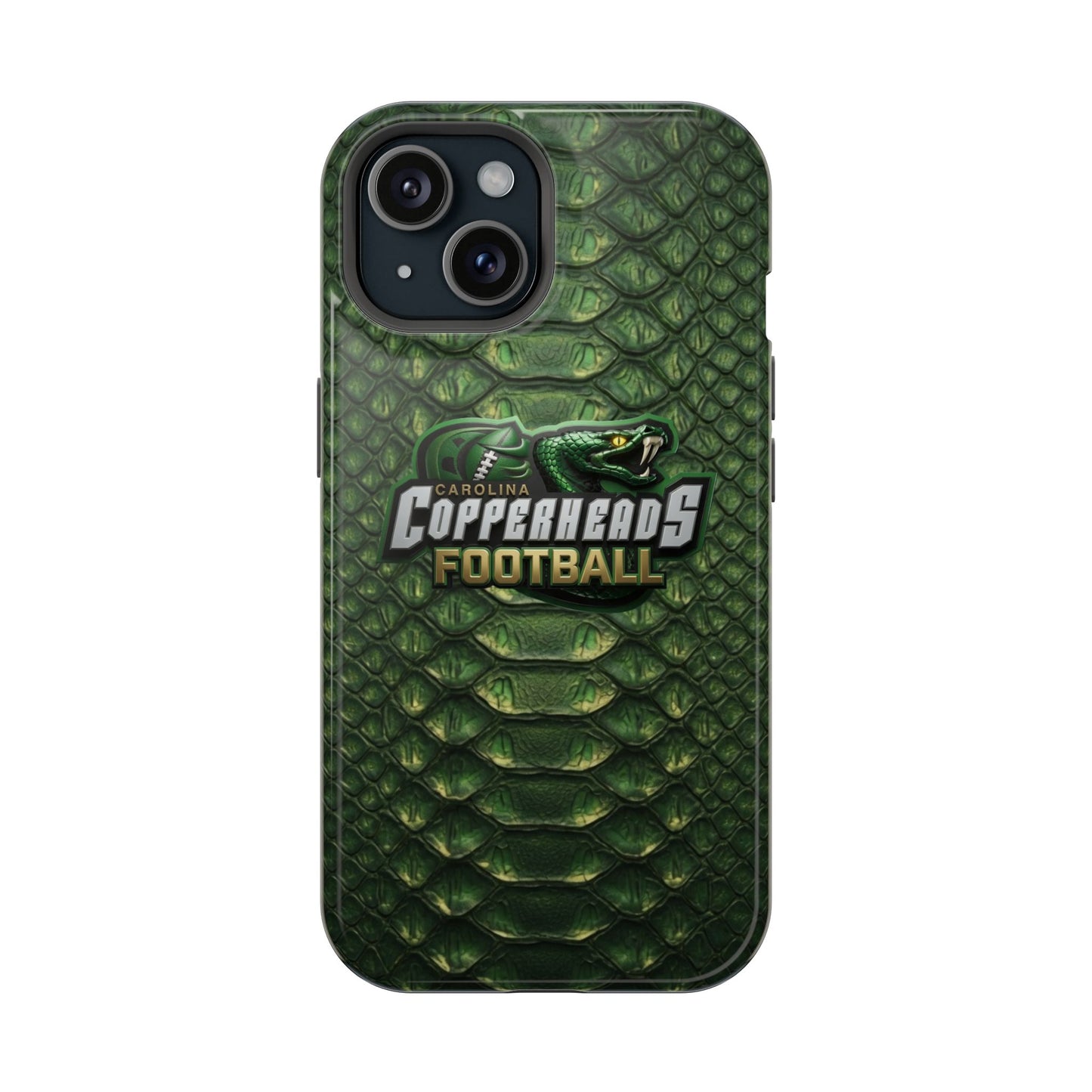 Copperheads Football Magnetic Impact-Resistant Phone Case — Green Snake Scale Design