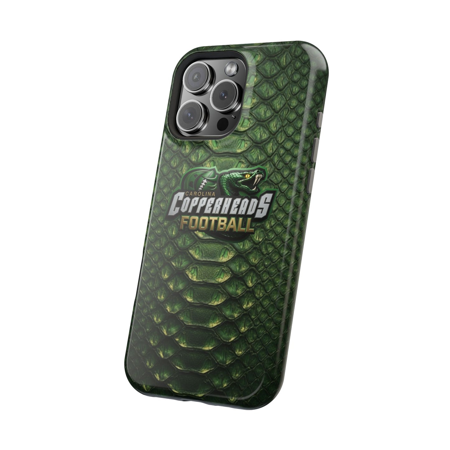 Copperheads Football Magnetic Impact-Resistant Phone Case — Green Snake Scale Design