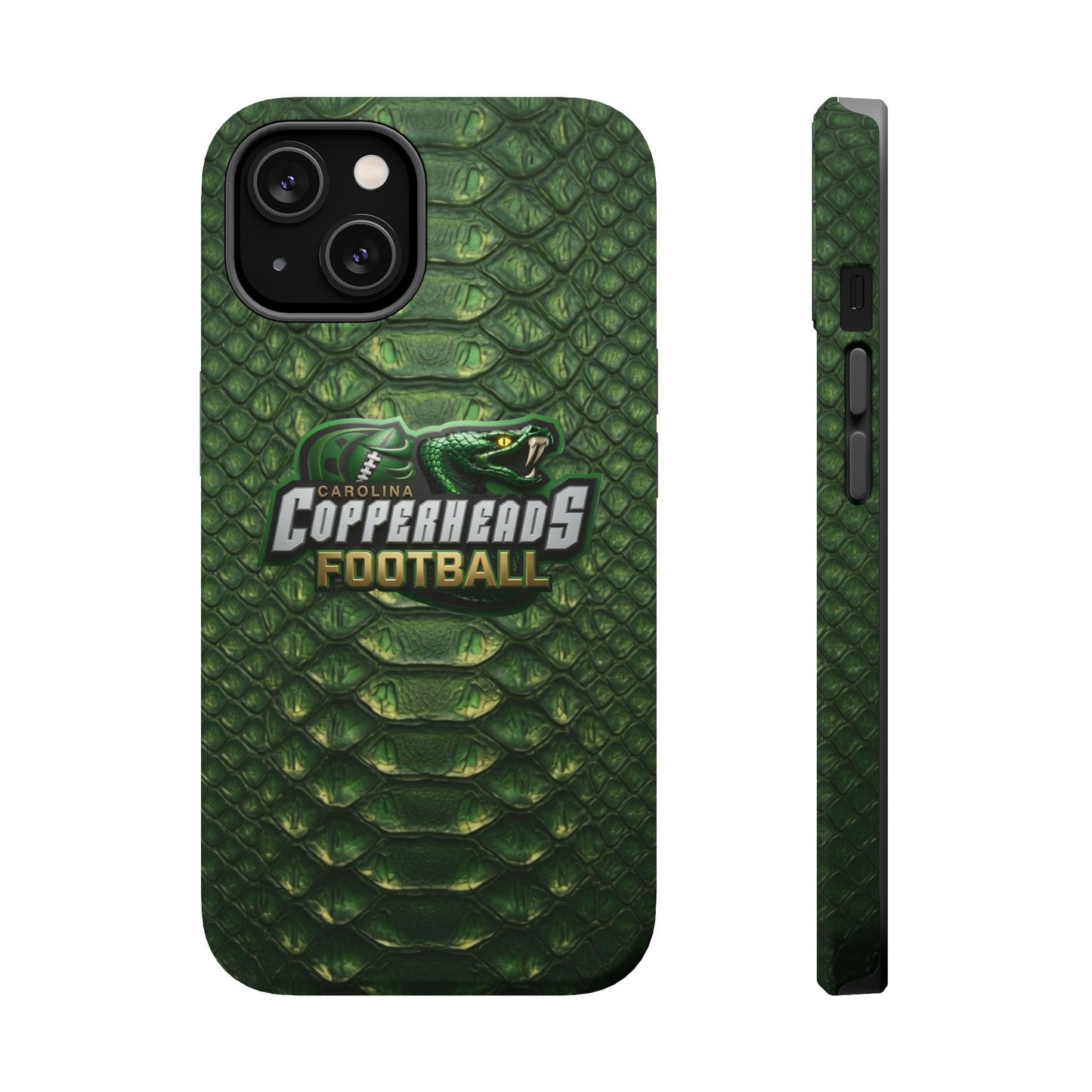 Copperheads Football Magnetic Impact-Resistant Phone Case — Green Snake Scale Design