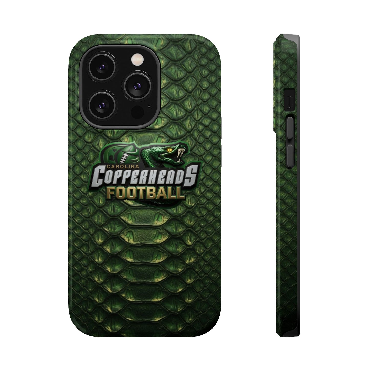 Copperheads Football Magnetic Impact-Resistant Phone Case — Green Snake Scale Design