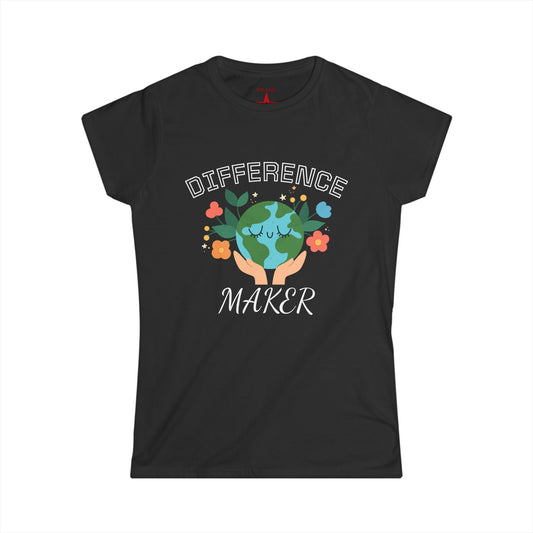 Eco-Friendly Difference Maker Tee | Women's Softstyle T-Shirt, Gifts for Earth Lovers, Sustainable Fashion, Environmental Awareness