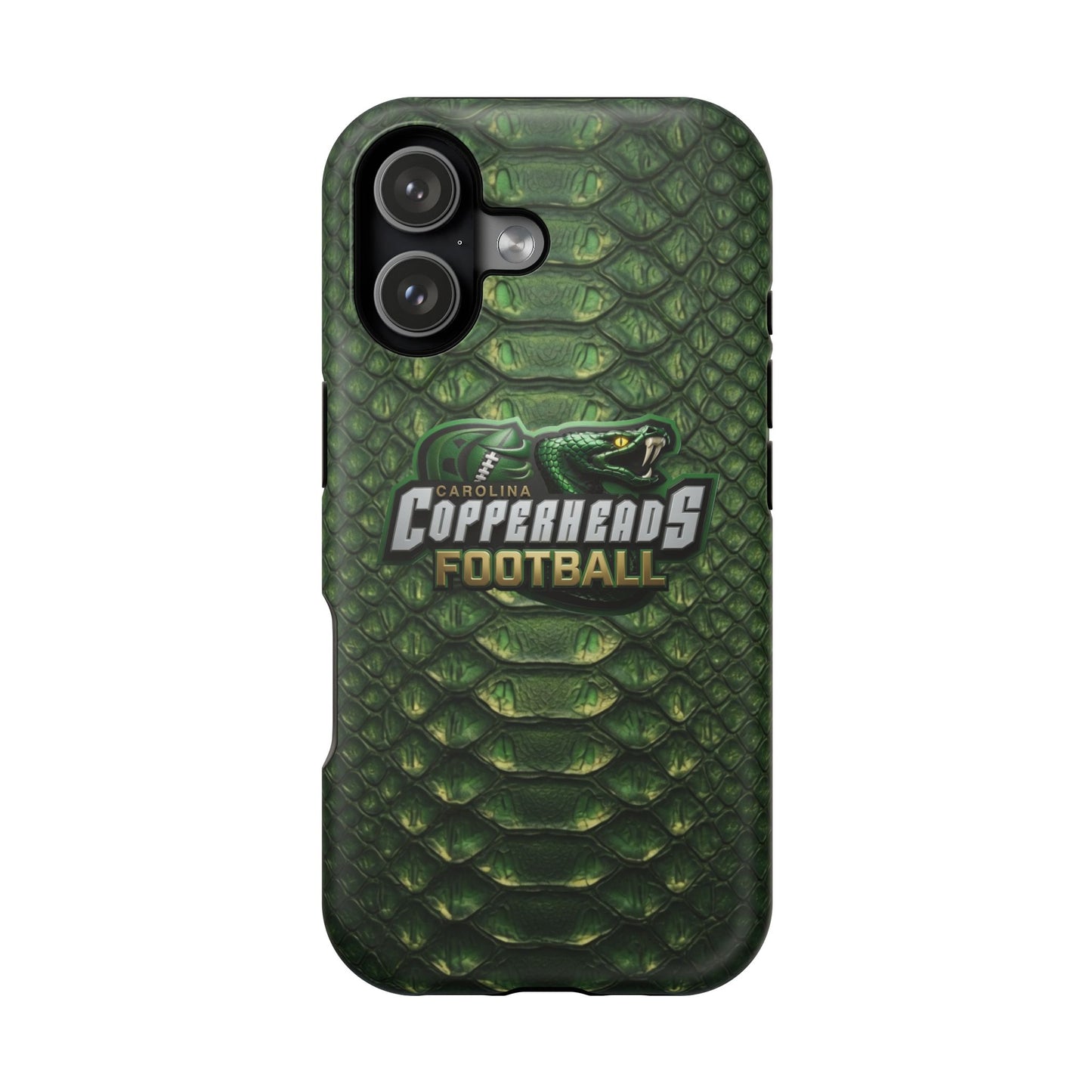 Copperheads Football Magnetic Impact-Resistant Phone Case — Green Snake Scale Design
