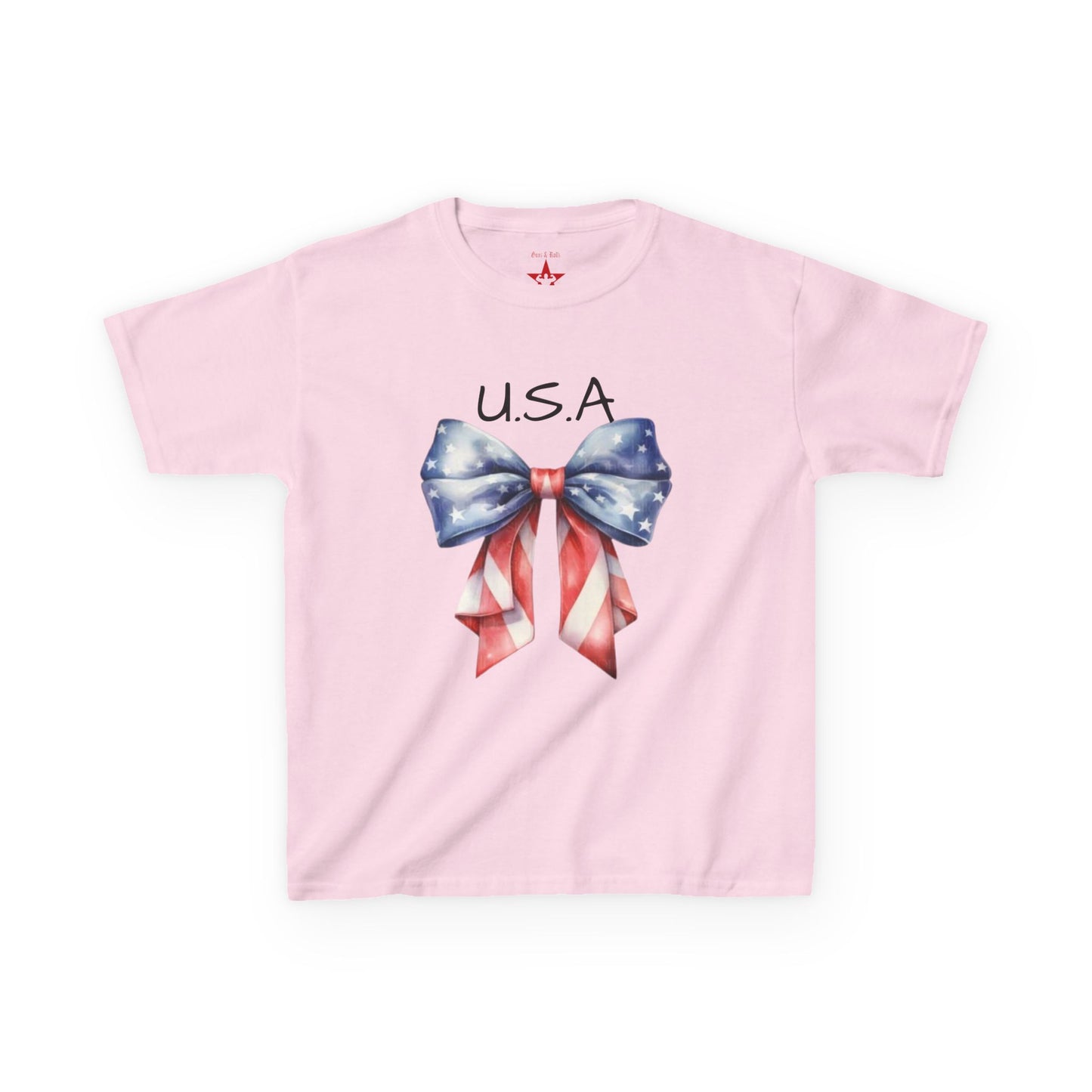 Patriotic Kids Tee - USA Bow Design, Independence Day Shirt, 4th of July Outfit, Kids' T-Shirt, American Pride Apparel