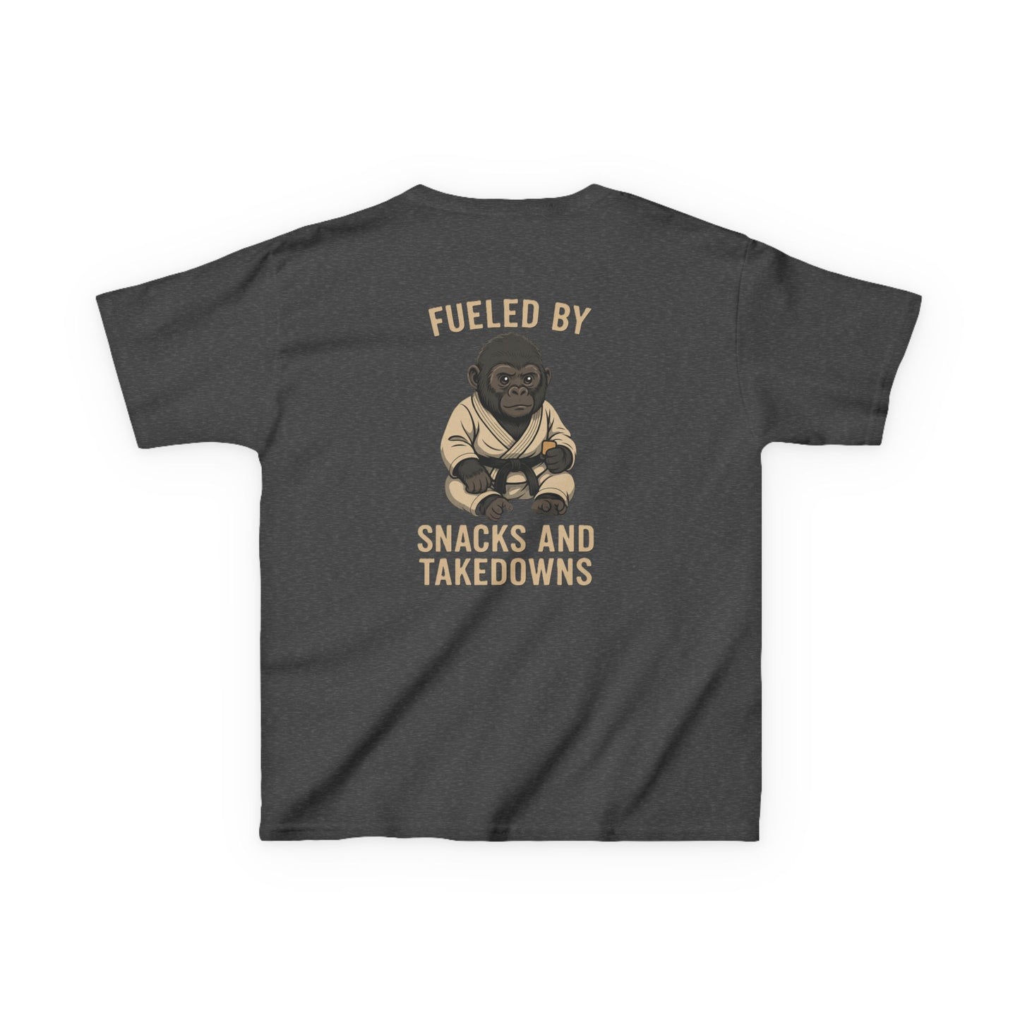 Kids “Fueled by Snacks and Takedowns” Gorilla Jiu-Jitsu Tee