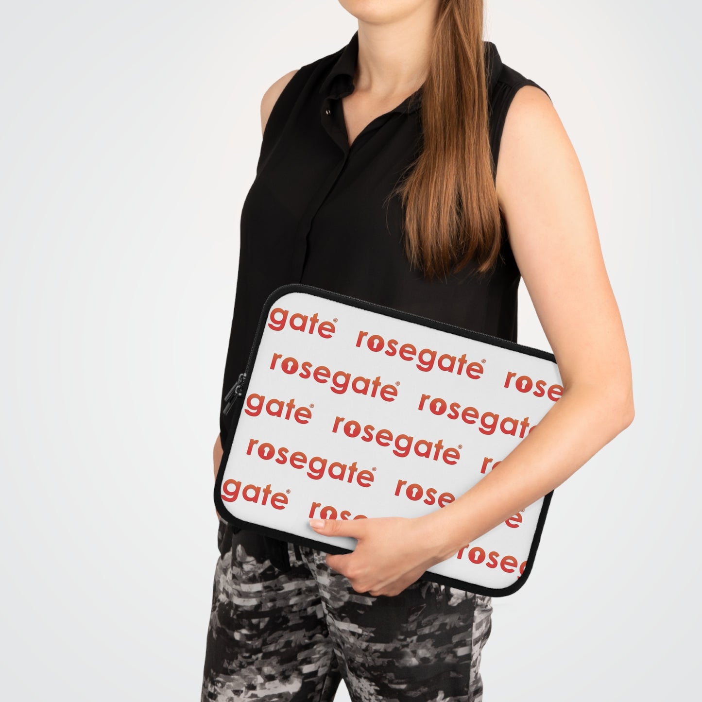 Rosegate Repeating Logo Laptop Sleeve — Branded Protective Case