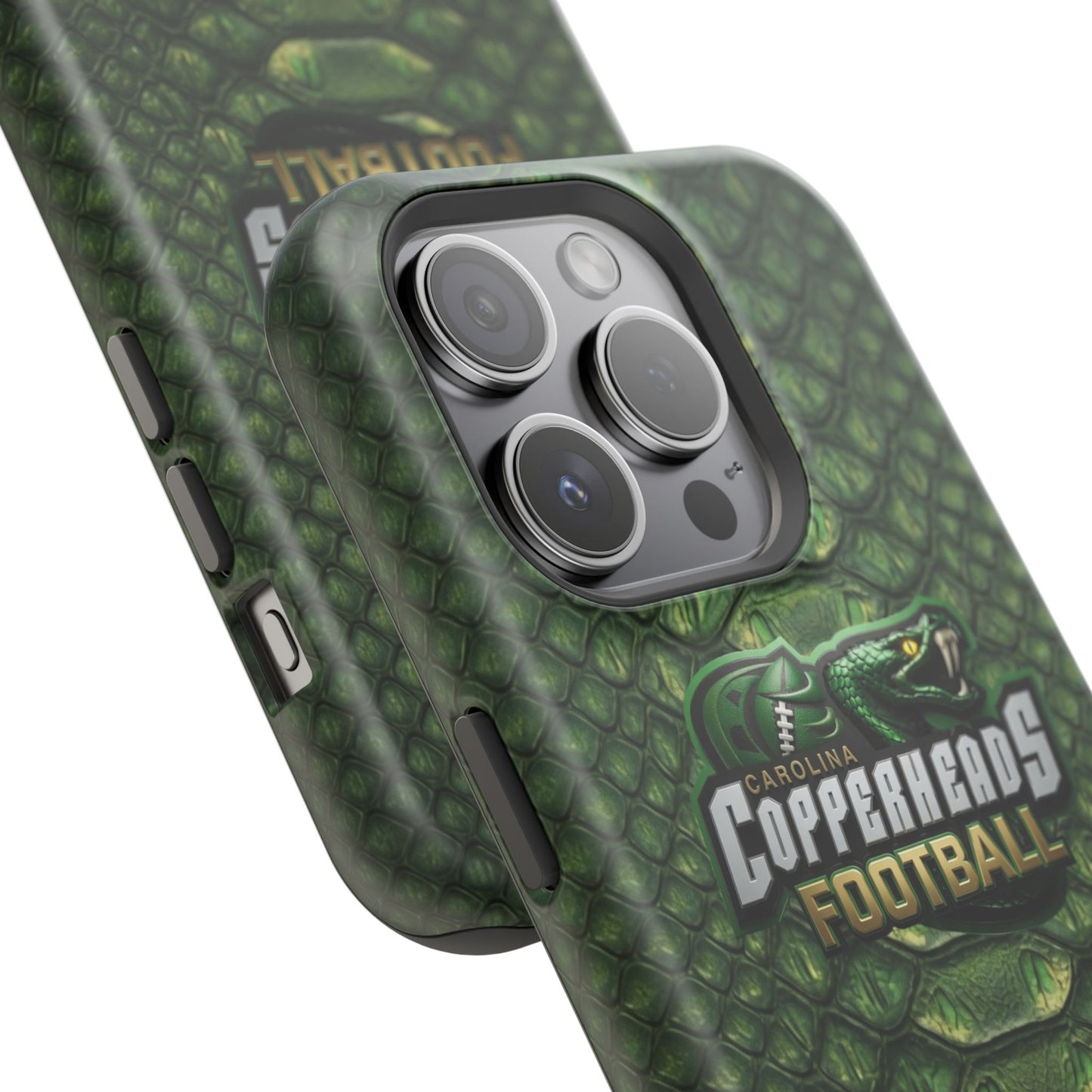 Copperheads Football Magnetic Impact-Resistant Phone Case — Green Snake Scale Design