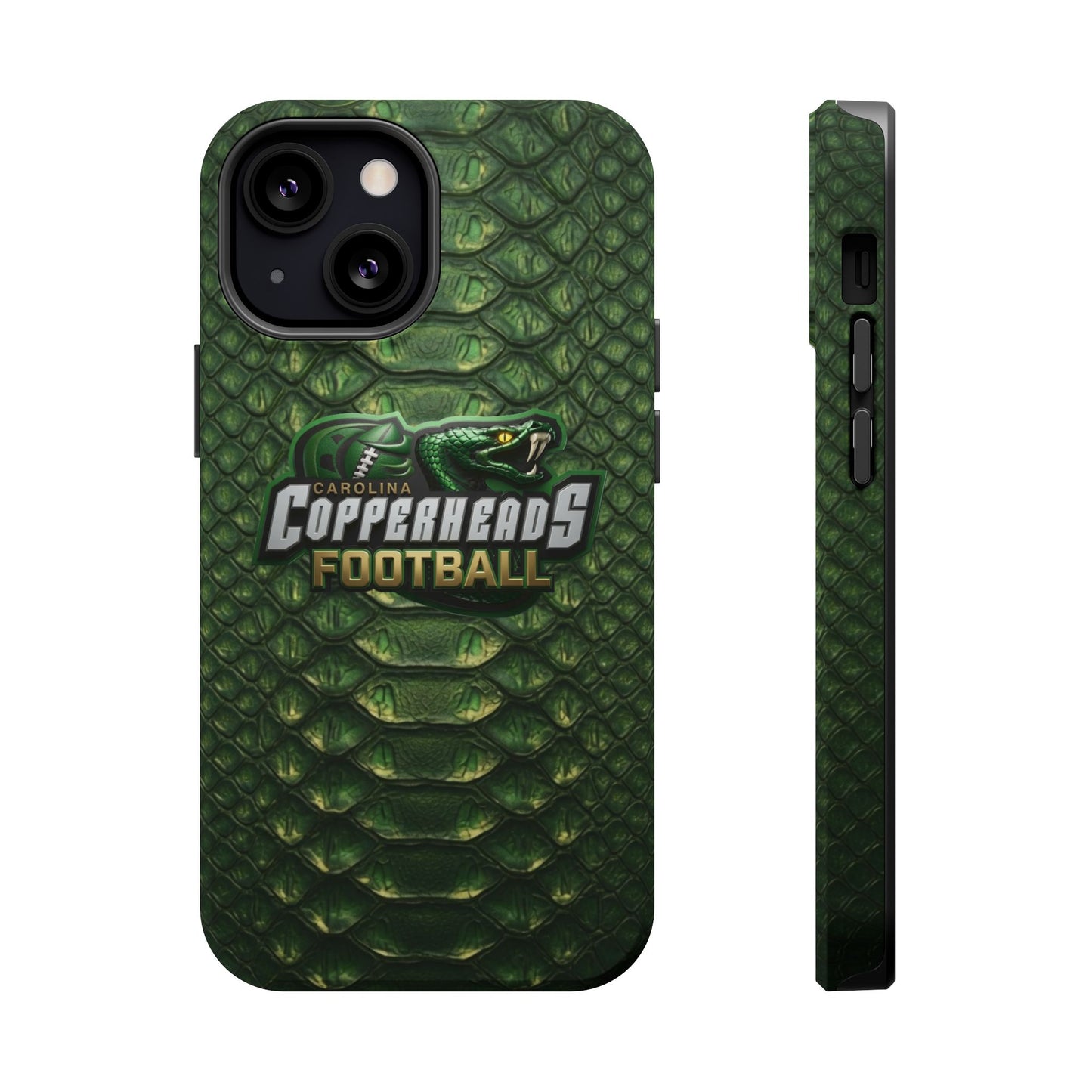 Copperheads Football Magnetic Impact-Resistant Phone Case — Green Snake Scale Design