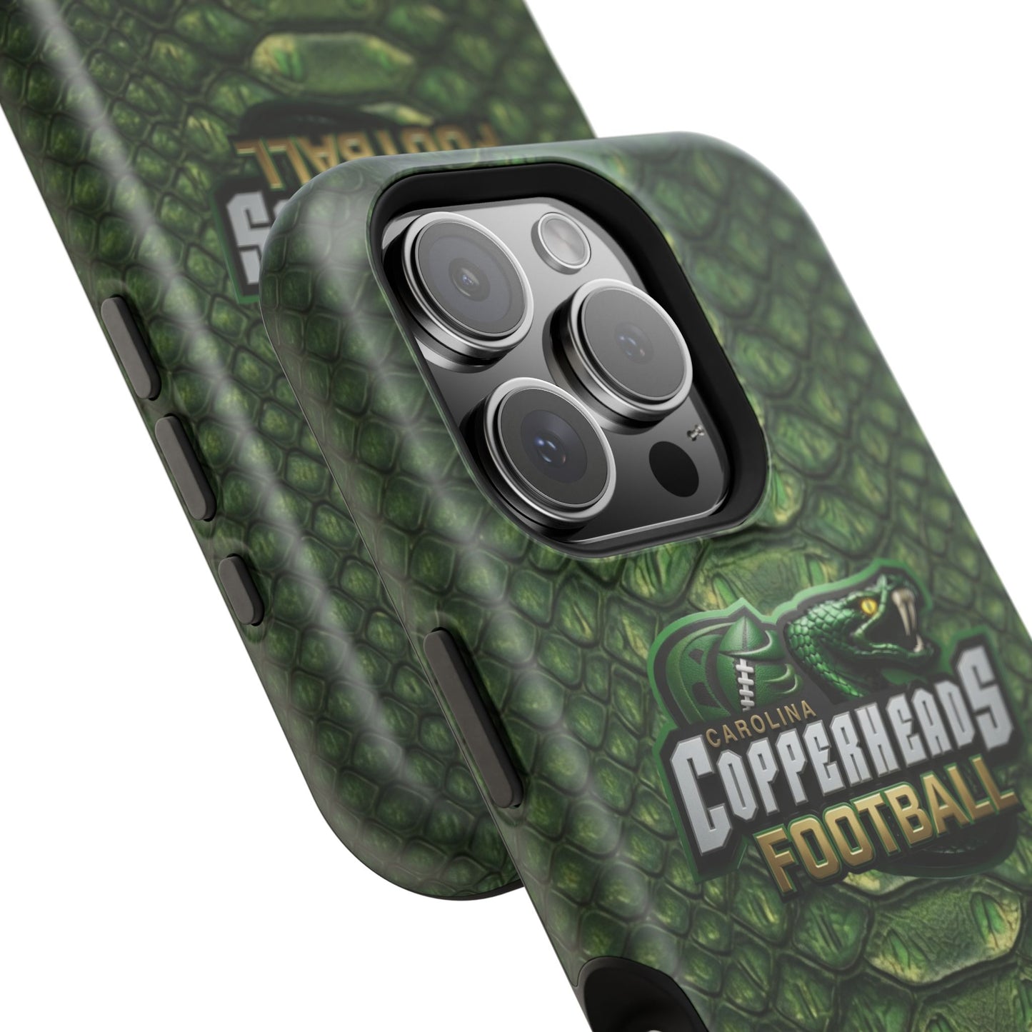 Copperheads Football Magnetic Impact-Resistant Phone Case — Green Snake Scale Design
