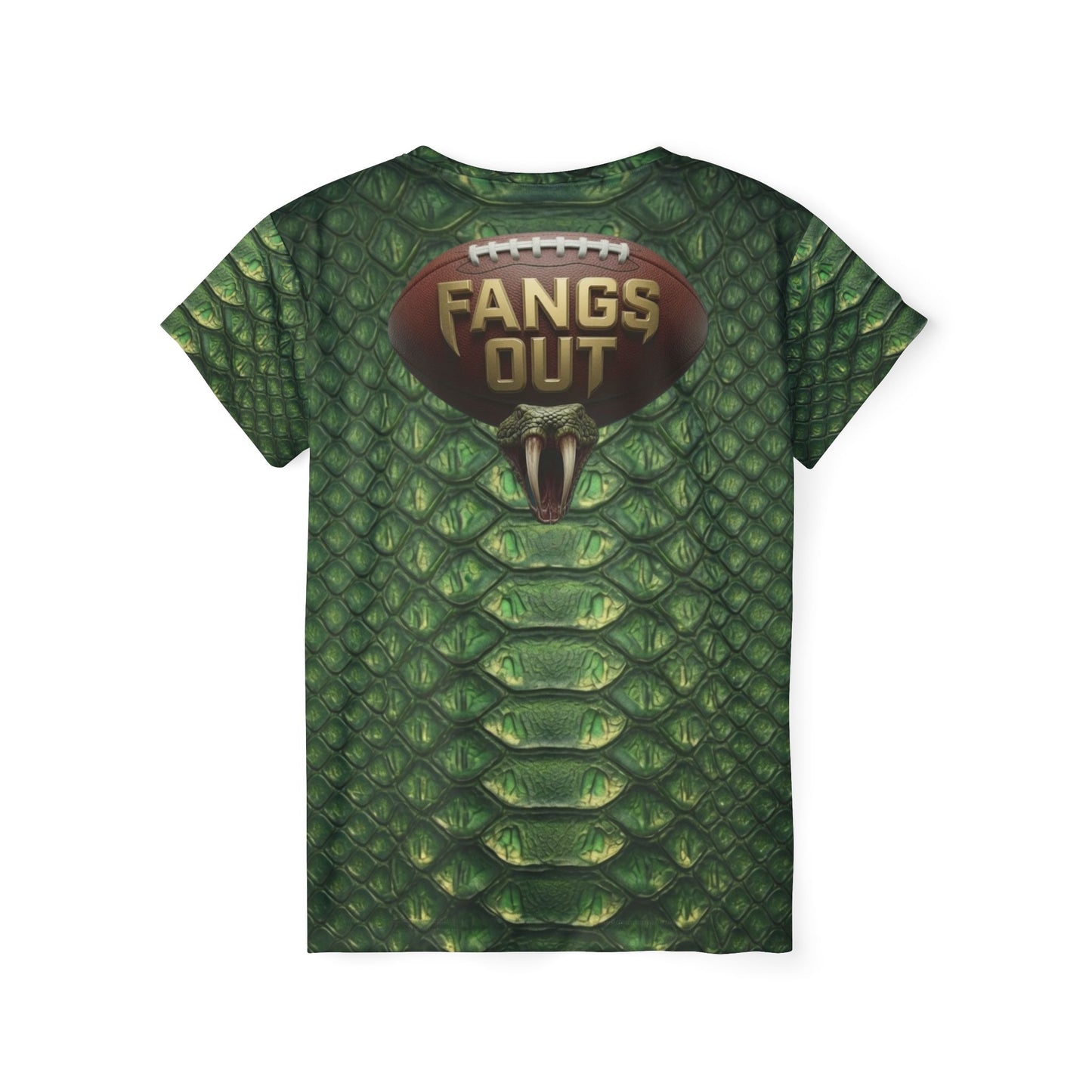 Copperheads Football Women's Jersey — Green Snake Scale 'Fangs Out' Team Tee