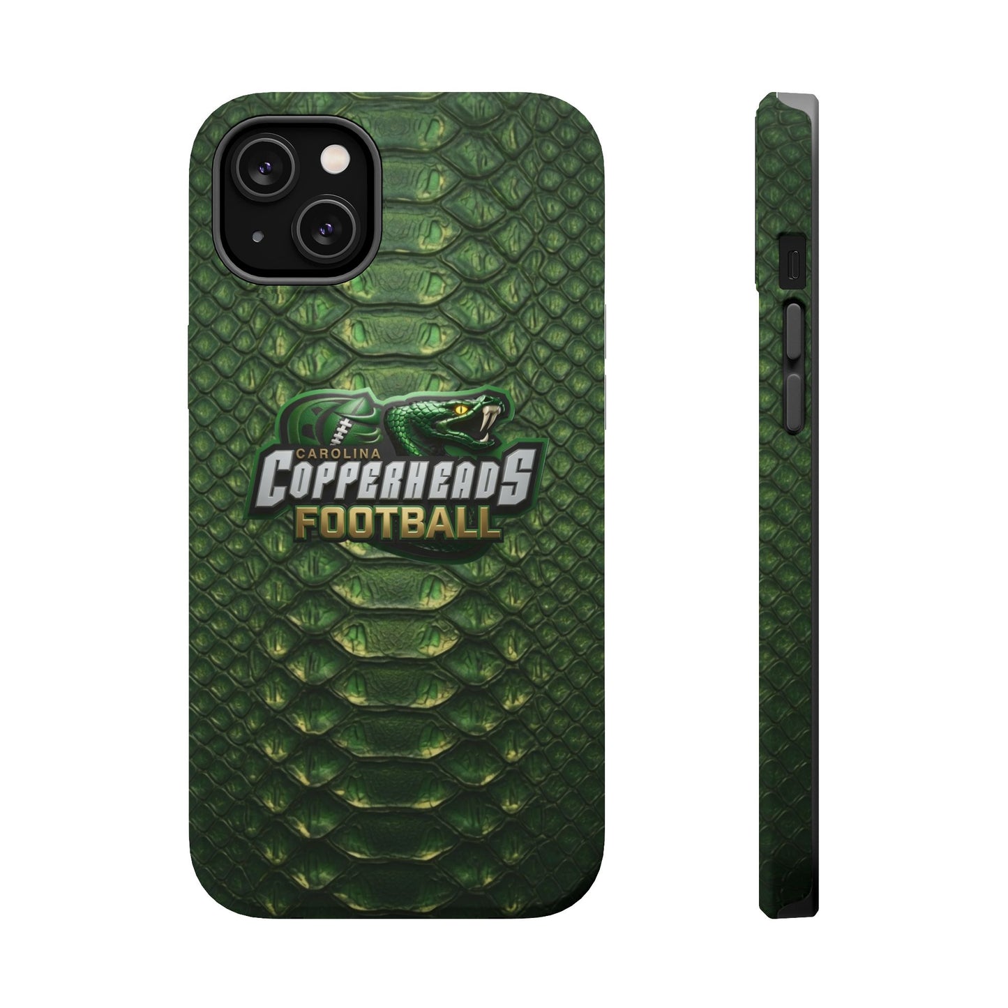 Copperheads Football Magnetic Impact-Resistant Phone Case — Green Snake Scale Design