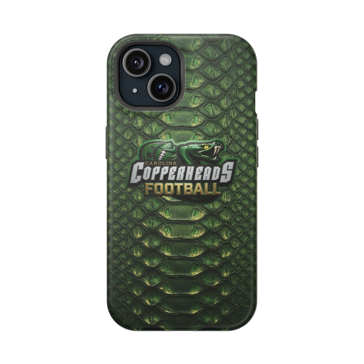 Copperheads Football Magnetic Impact-Resistant Phone Case — Green Snake Scale Design