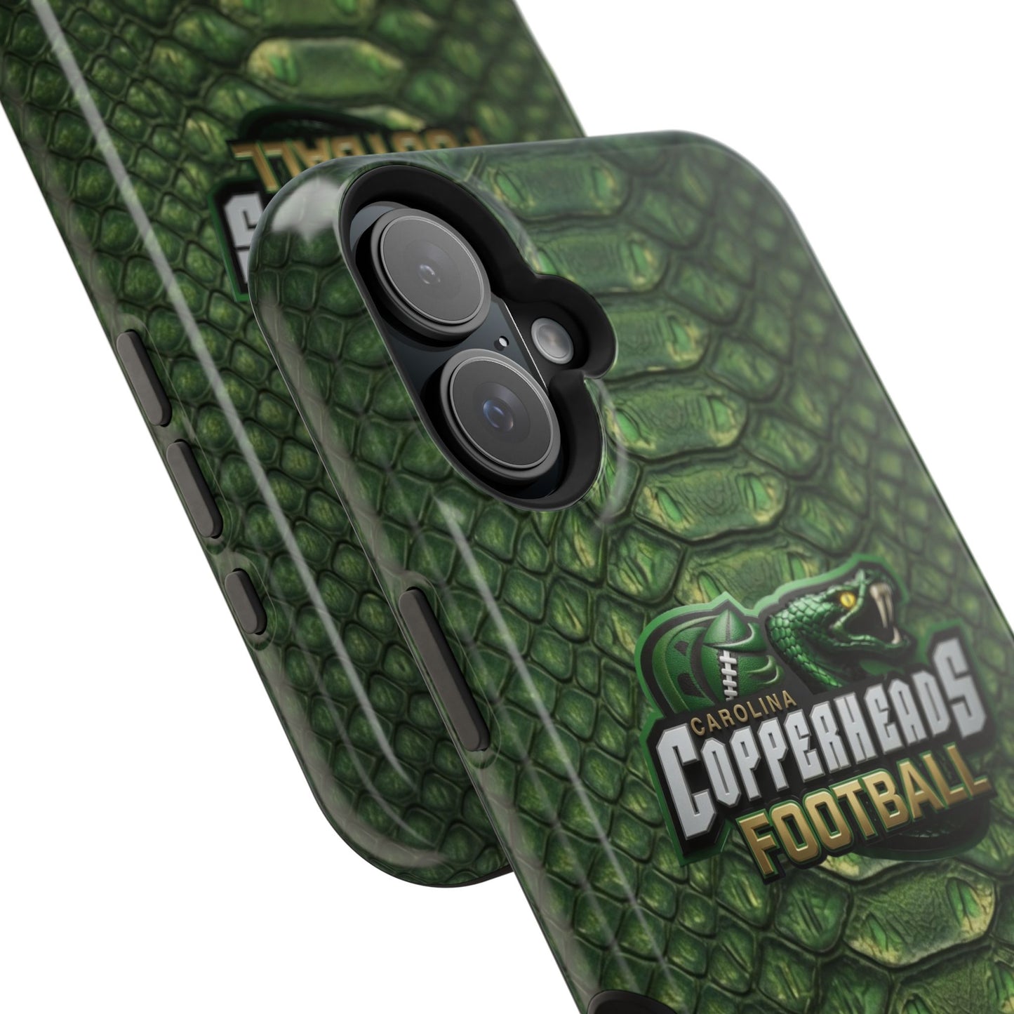 Copperheads Football Magnetic Impact-Resistant Phone Case — Green Snake Scale Design
