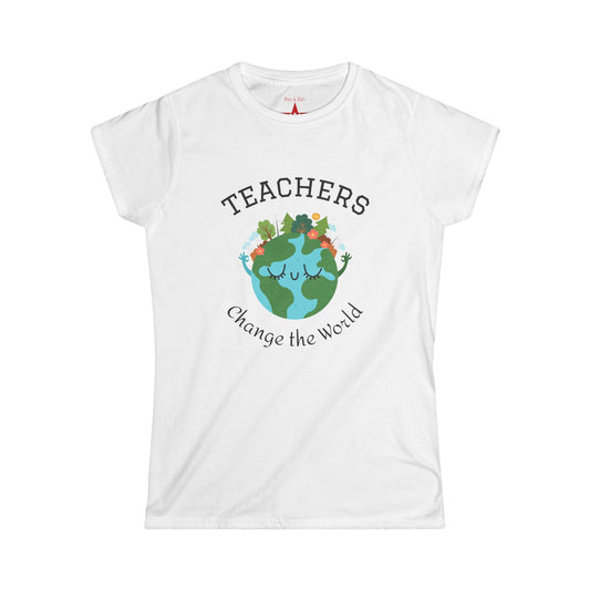 Teachers Change the World Softstyle Tee, Teacher Appreciation Gift, Earth Day Shirt, Women's Casual Wear, Inspirational Tee, [...]