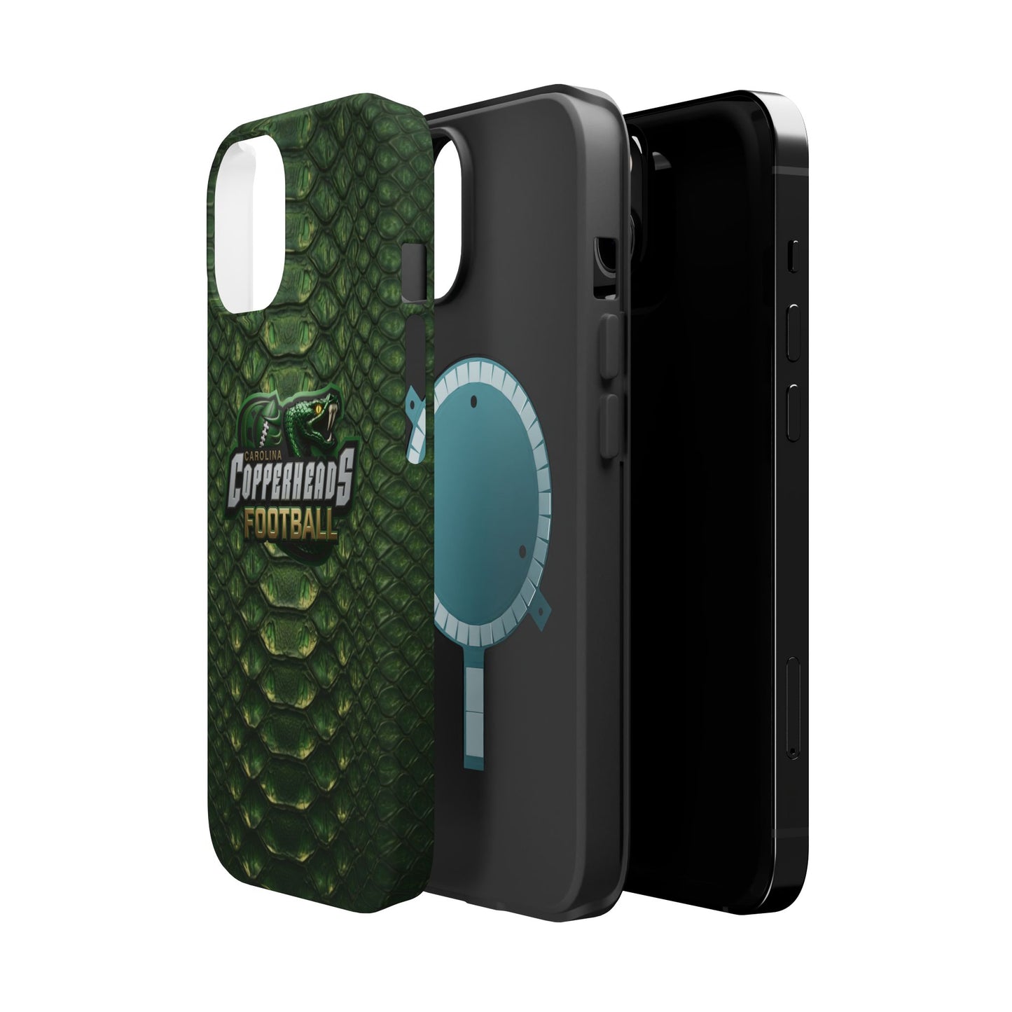 Copperheads Football Magnetic Impact-Resistant Phone Case — Green Snake Scale Design