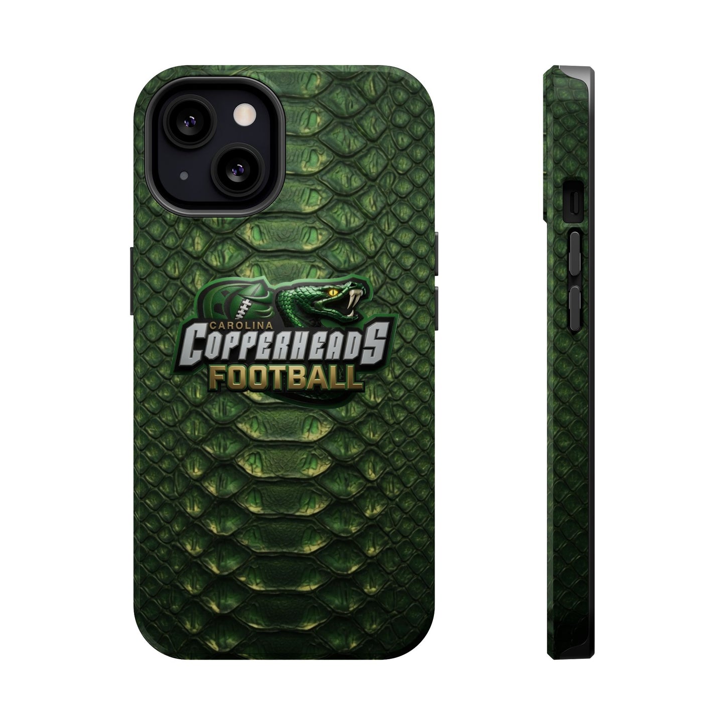 Copperheads Football Magnetic Impact-Resistant Phone Case — Green Snake Scale Design