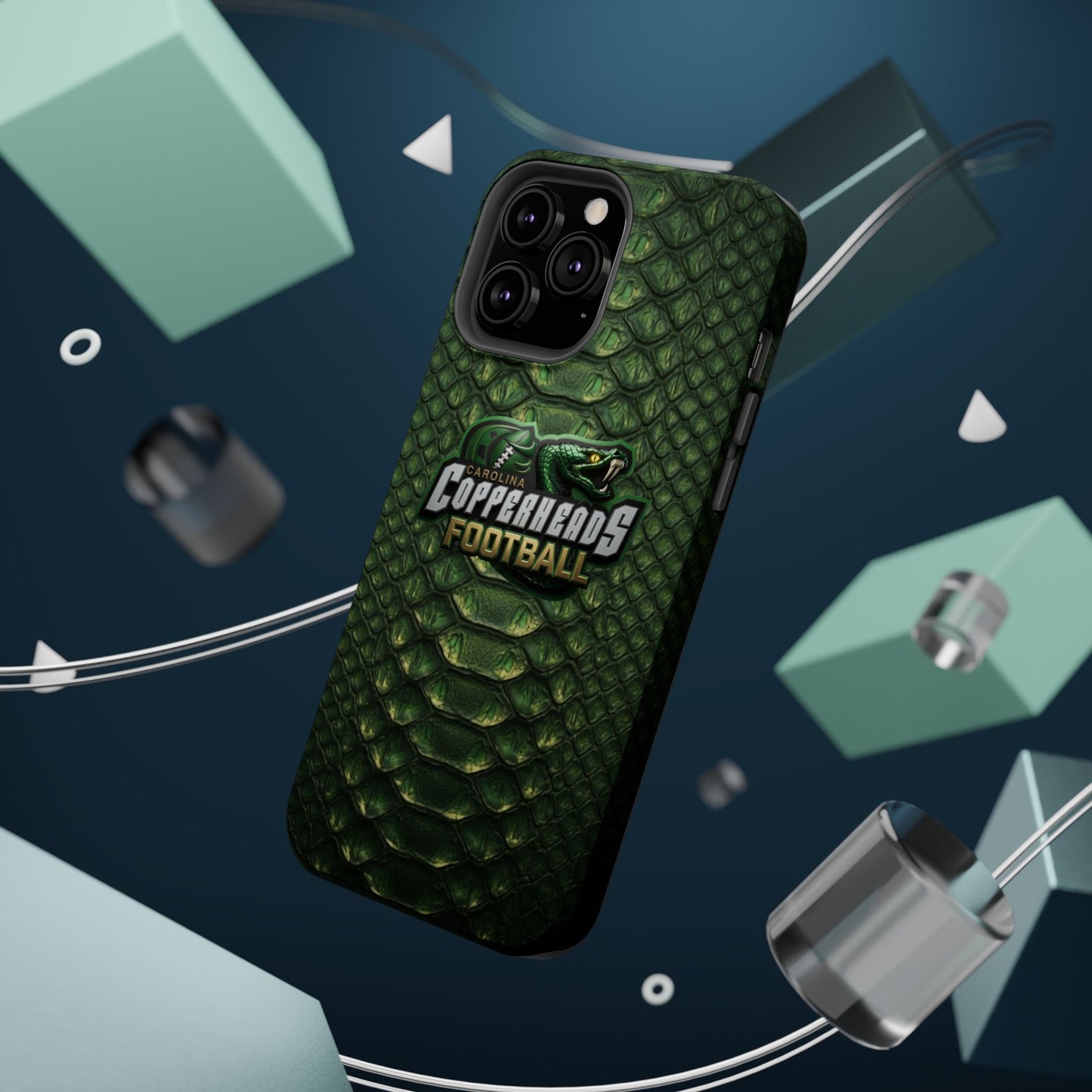 Copperheads Football Magnetic Impact-Resistant Phone Case — Green Snake Scale Design