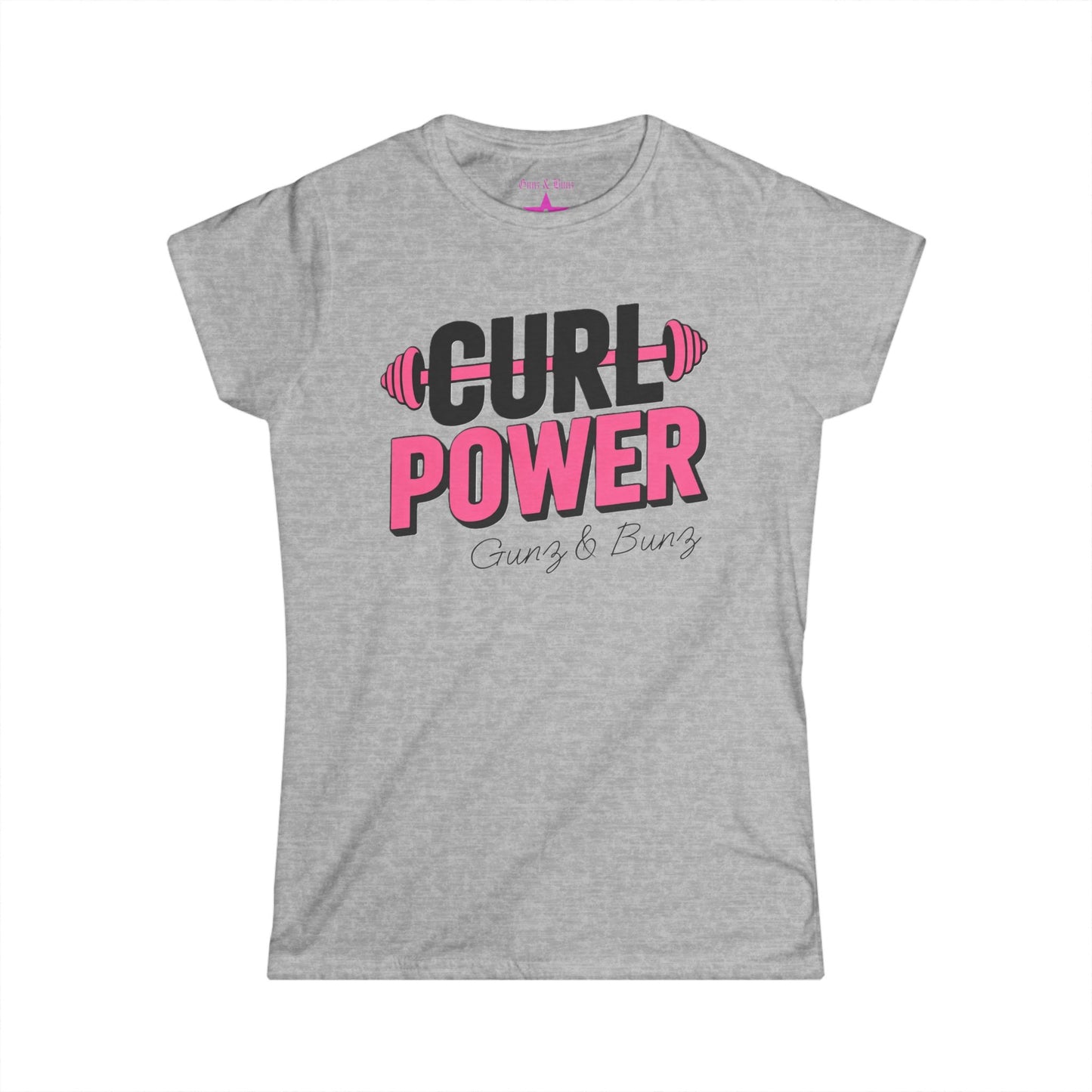 Curl Power Women's Fitness Tee — Pink Barbell Strength Shirt