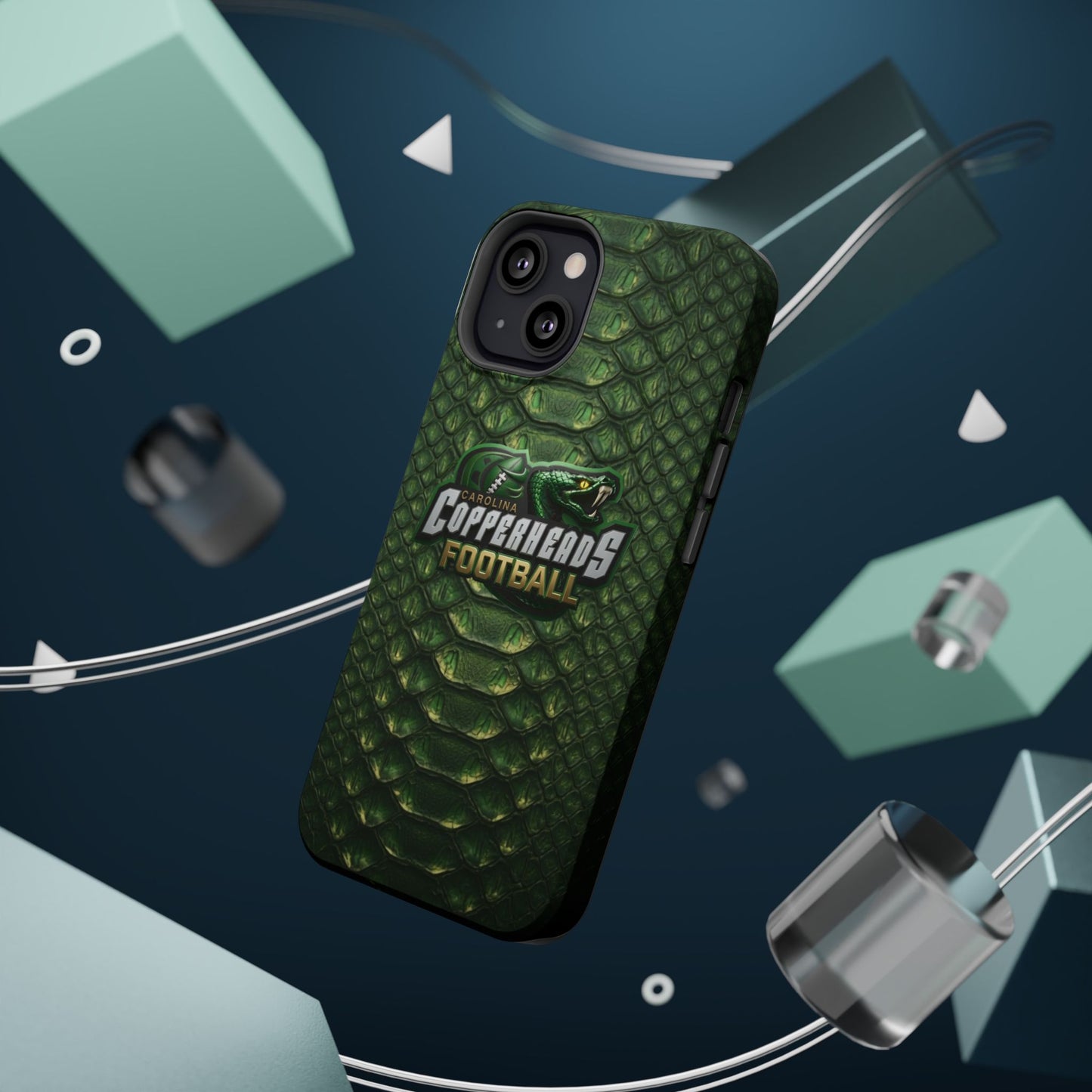Copperheads Football Magnetic Impact-Resistant Phone Case — Green Snake Scale Design