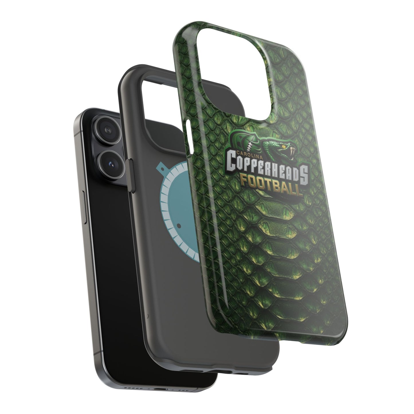 Copperheads Football Magnetic Impact-Resistant Phone Case — Green Snake Scale Design